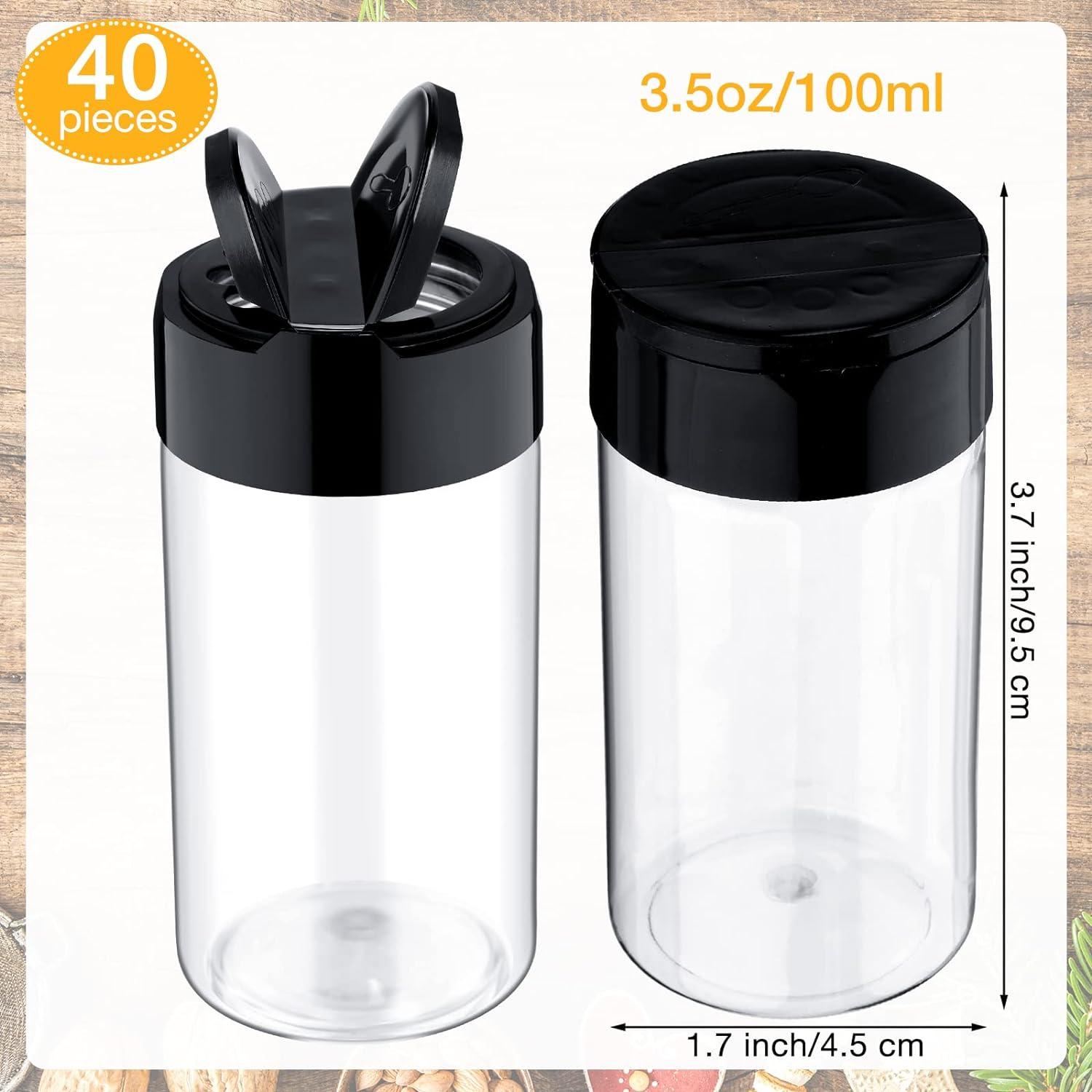 Paquete de 40 tarros de especias plásticos 100 ml con tapa shaker