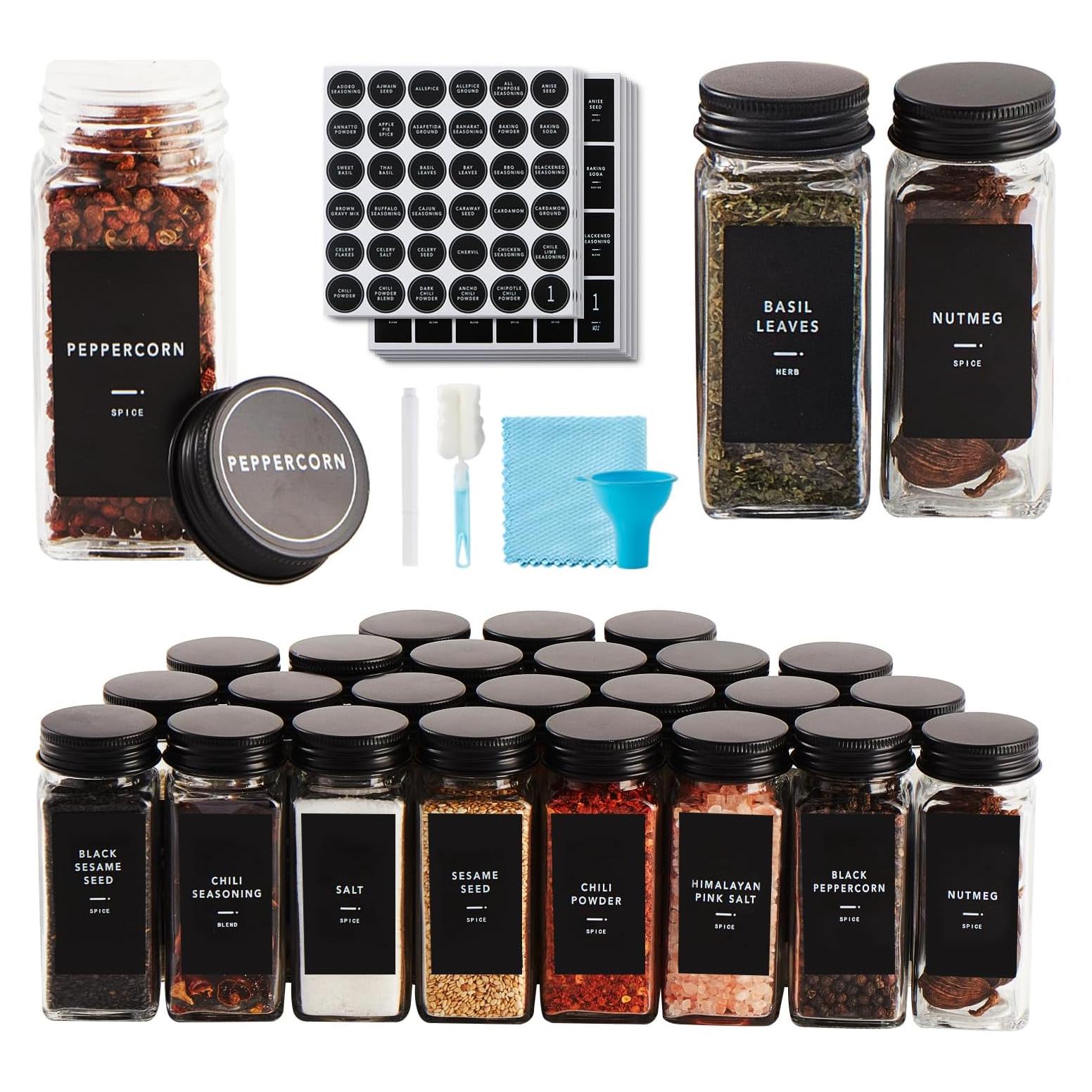 Set de 36 Tarros de Especias de Vidrio 4oz con Etiquetas