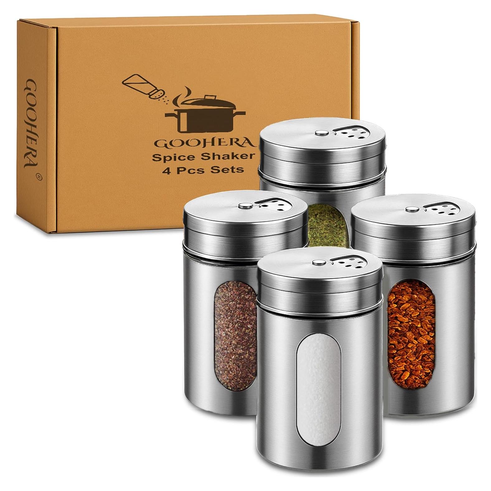 Juego de 4 Saleros y Pimenteros GOOHERA Acero Inoxidable 226g