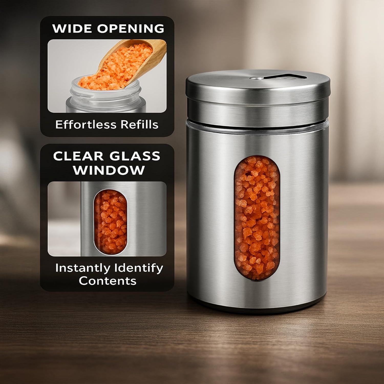 Juego de 4 Saleros y Pimenteros GOOHERA Acero Inoxidable 226g