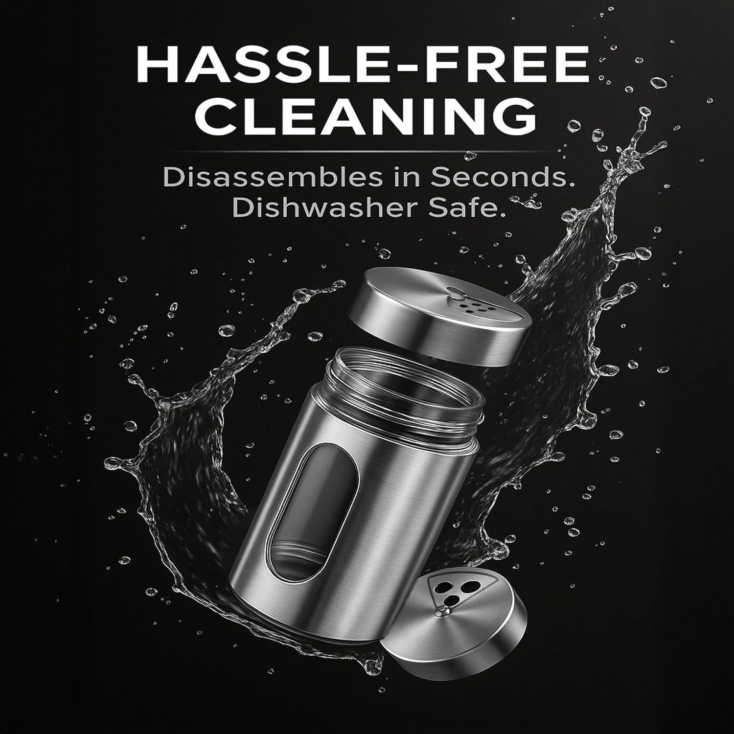 Juego de 4 Saleros y Pimenteros GOOHERA Acero Inoxidable 226g