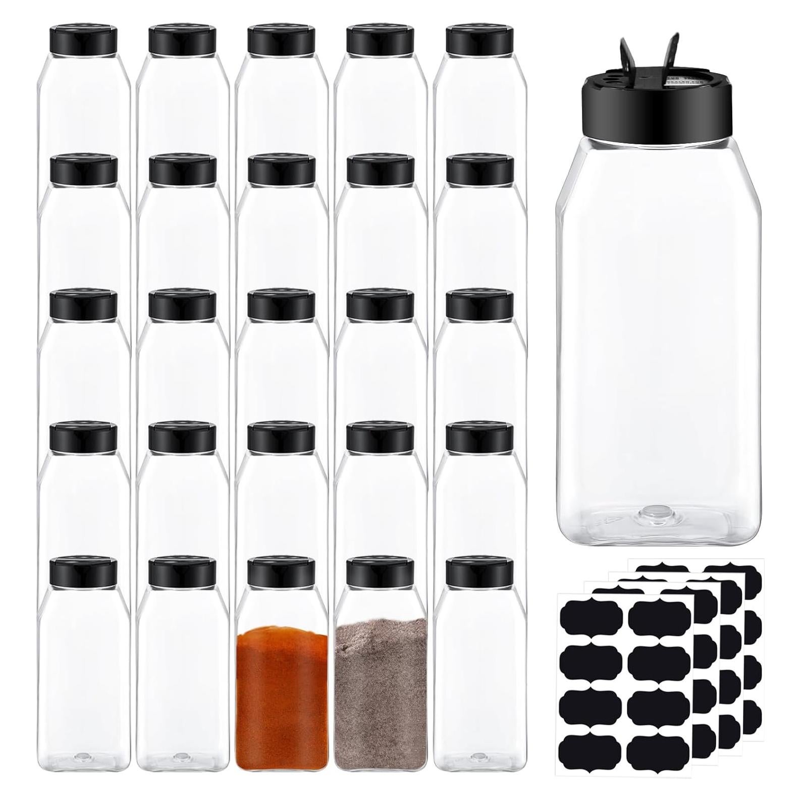 Tarros de Especias Ysglory 28 Pack 473ml Plástico Tapa Negra