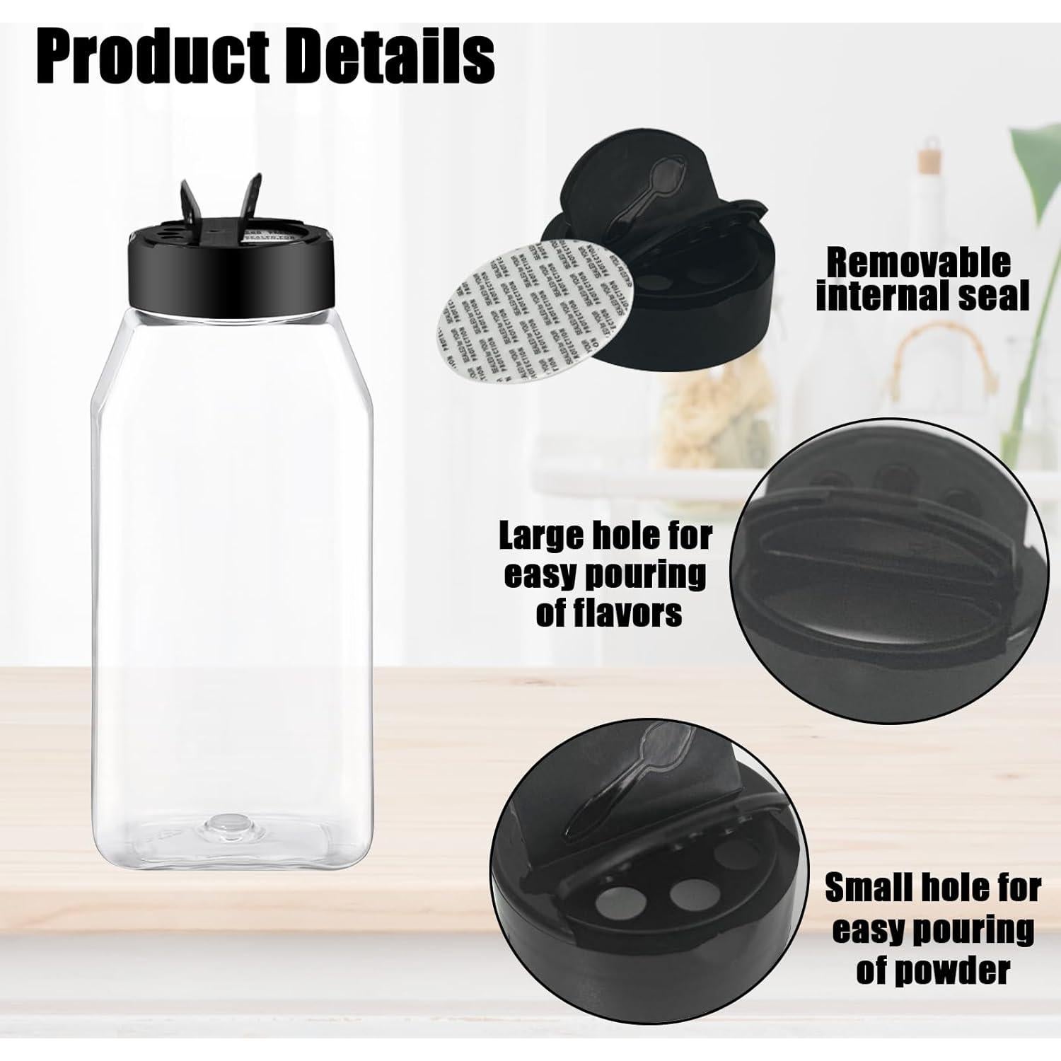 Tarros de Especias Ysglory 28 Pack 473ml Plástico Tapa Negra