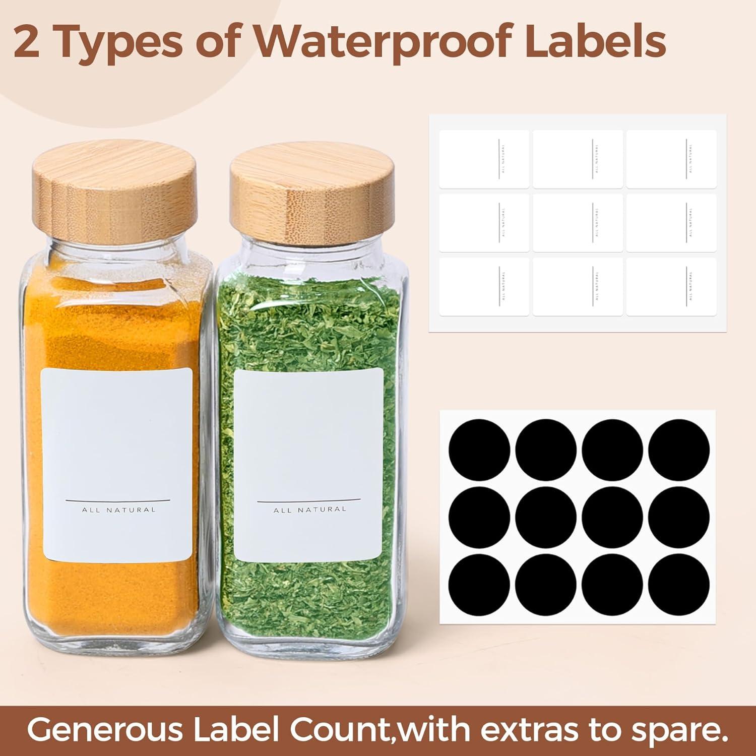 Tarros de Especias de Vidrio ComSaf 6Pcs 226.8g con Tapa de Bambú