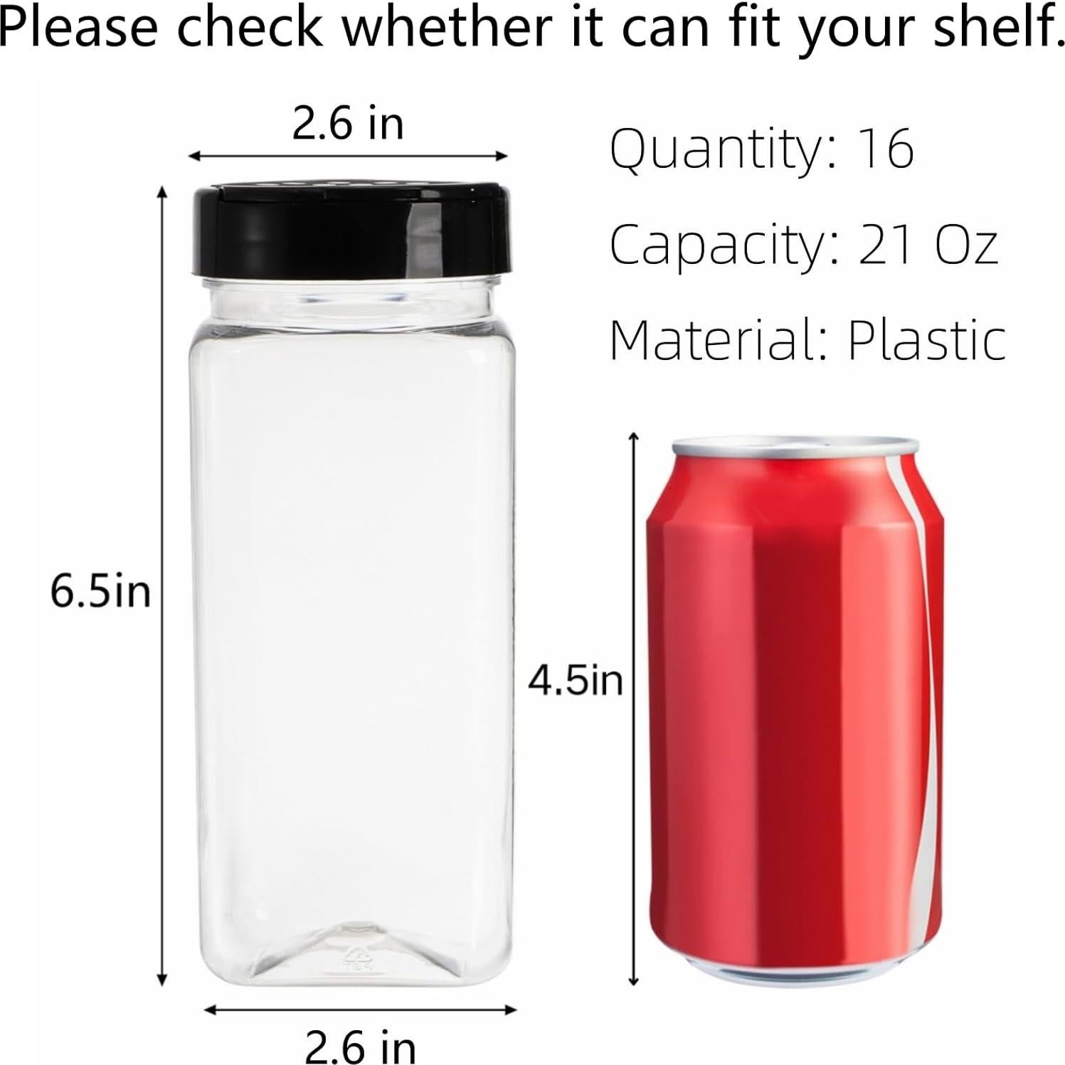 Tarros de Especias Hacaroa 16 Pack 621 g Plástico Transparente