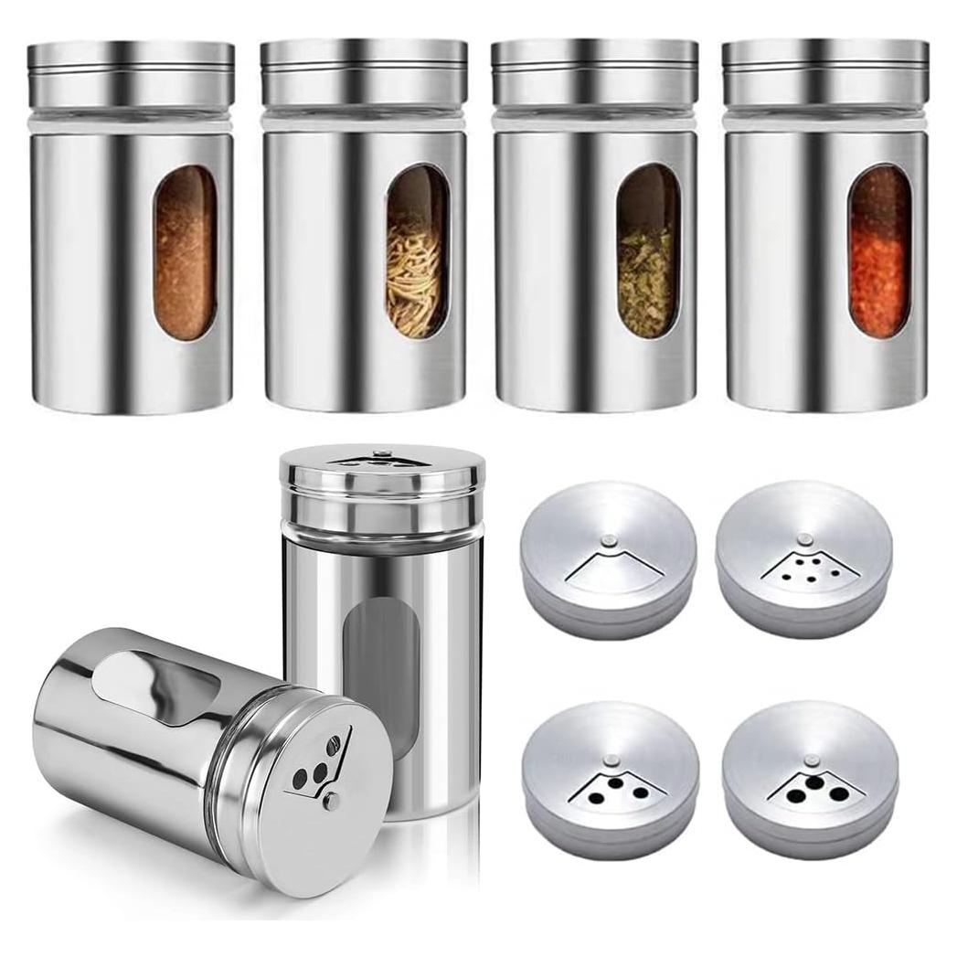 Juego de 6 Saleros y Pimenteros Aiareozy 80ml Vidrio Acero Inoxidable