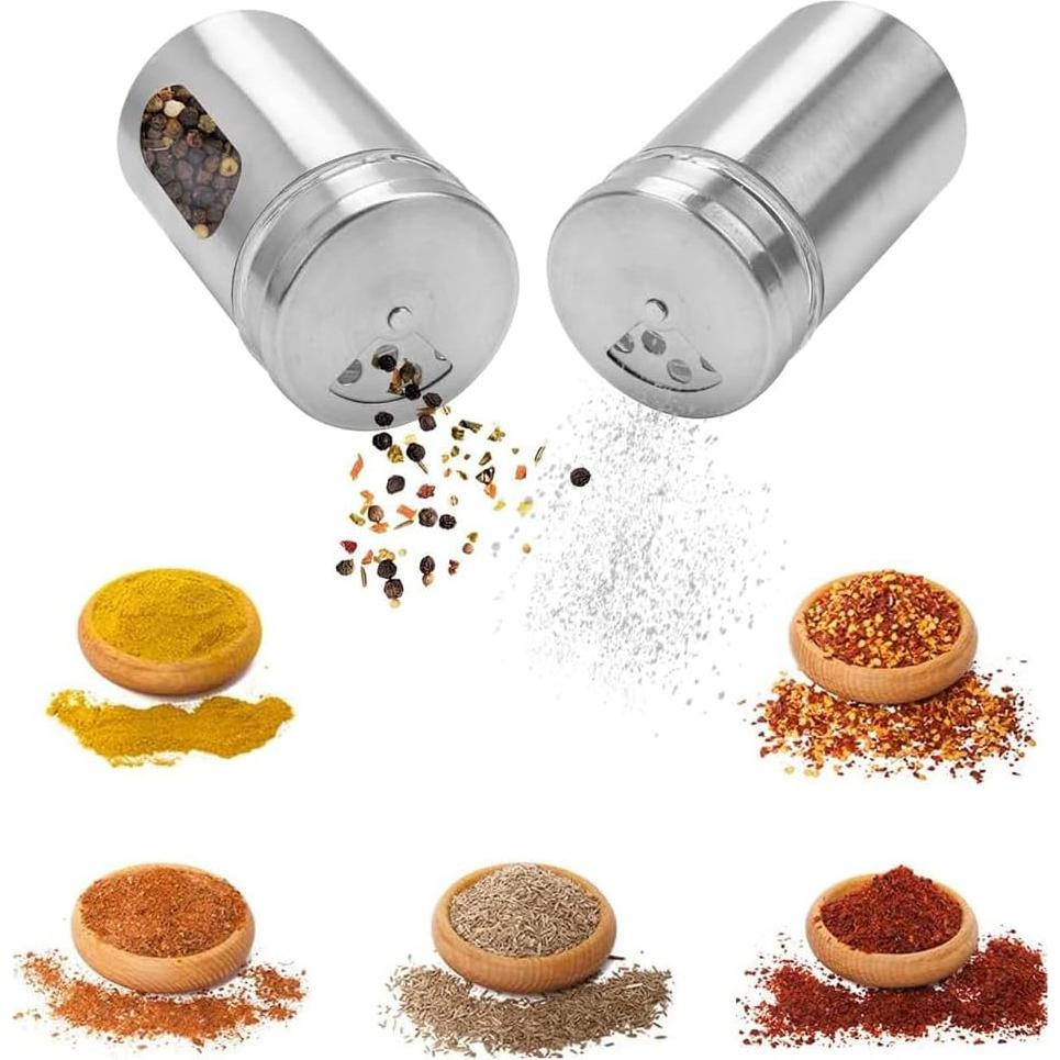 Juego de 6 Saleros y Pimenteros Aiareozy 80ml Vidrio Acero Inoxidable