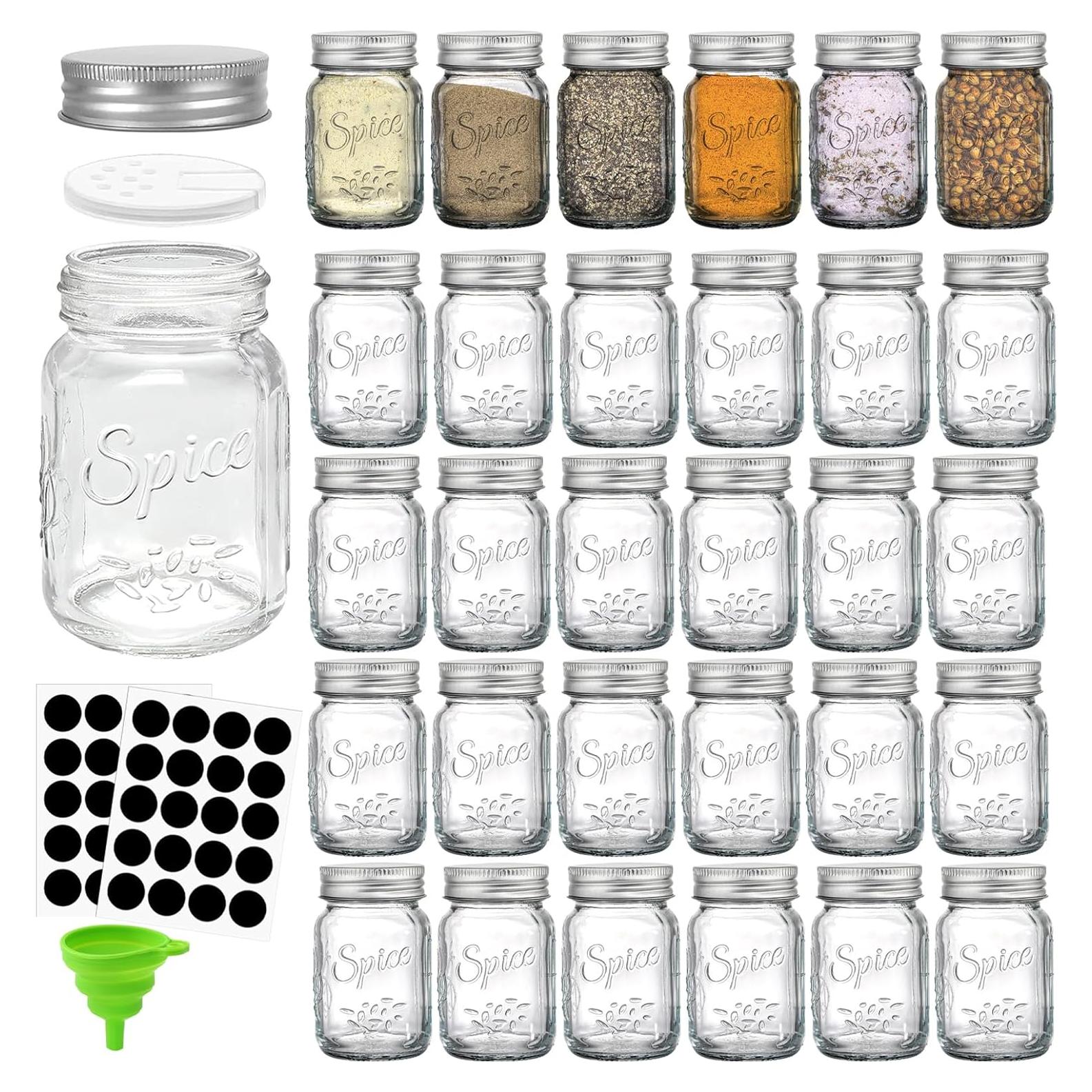 Set de 30 Tarros de Especias de Vidrio Coloch 118ml con Tapa Hermética