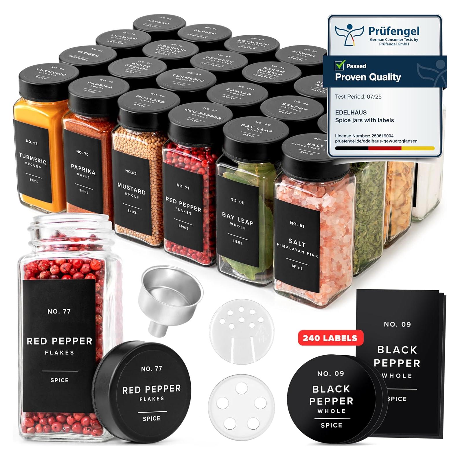 Set de Tarros de Especias EDELHAUS 24x120ml con Etiquetas y Embudo