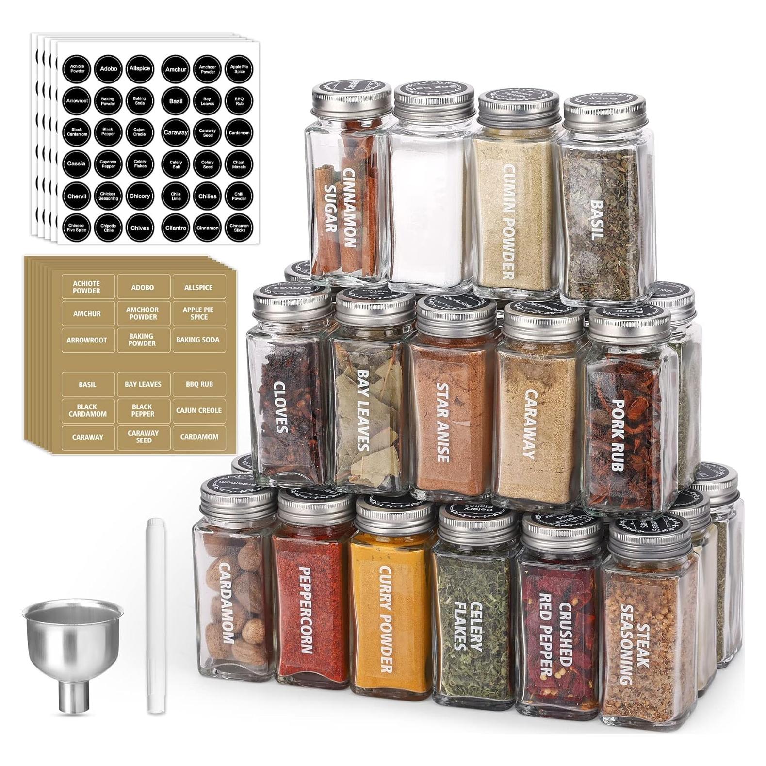 Juego de 28 Tarros de Especias de Vidrio Antimbee 3.5 oz