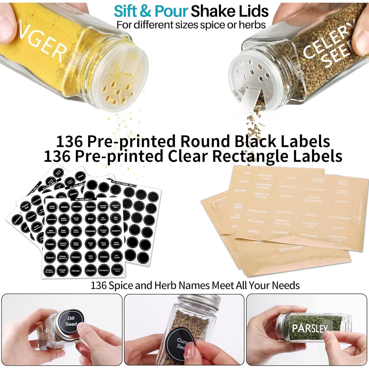 Juego de 28 Tarros de Especias de Vidrio Antimbee 3.5 oz