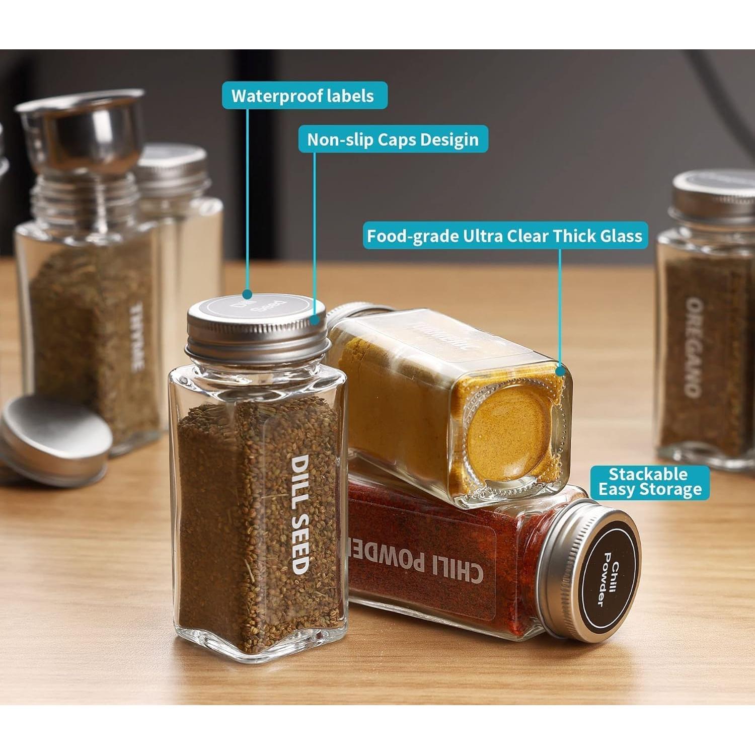 Juego de 28 Tarros de Especias de Vidrio Antimbee 3.5 oz