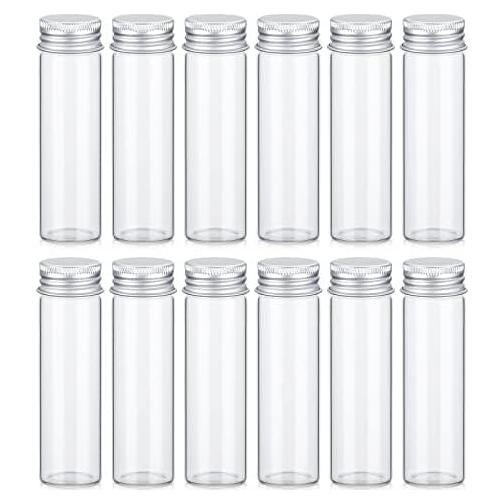 12 Tarros de Especias de Vidrio TOBWOLF 50ml con Tapa de Aluminio