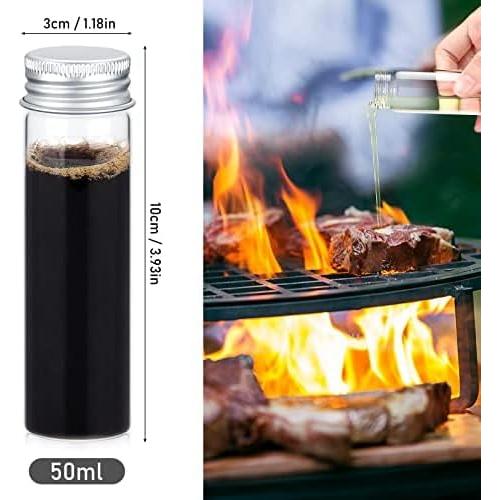 12 Tarros de Especias de Vidrio TOBWOLF 50ml con Tapa de Aluminio