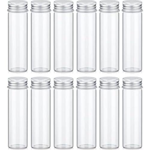 12 Tarros de Especias de Vidrio TOBWOLF 50ml con Tapa de Aluminio