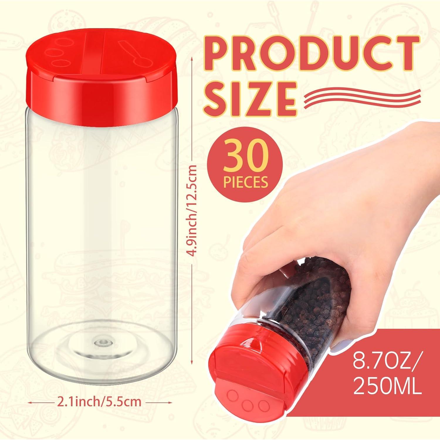 30 Tarros de Plástico para Especias Uiifan 250 ml con Tapa Abatible