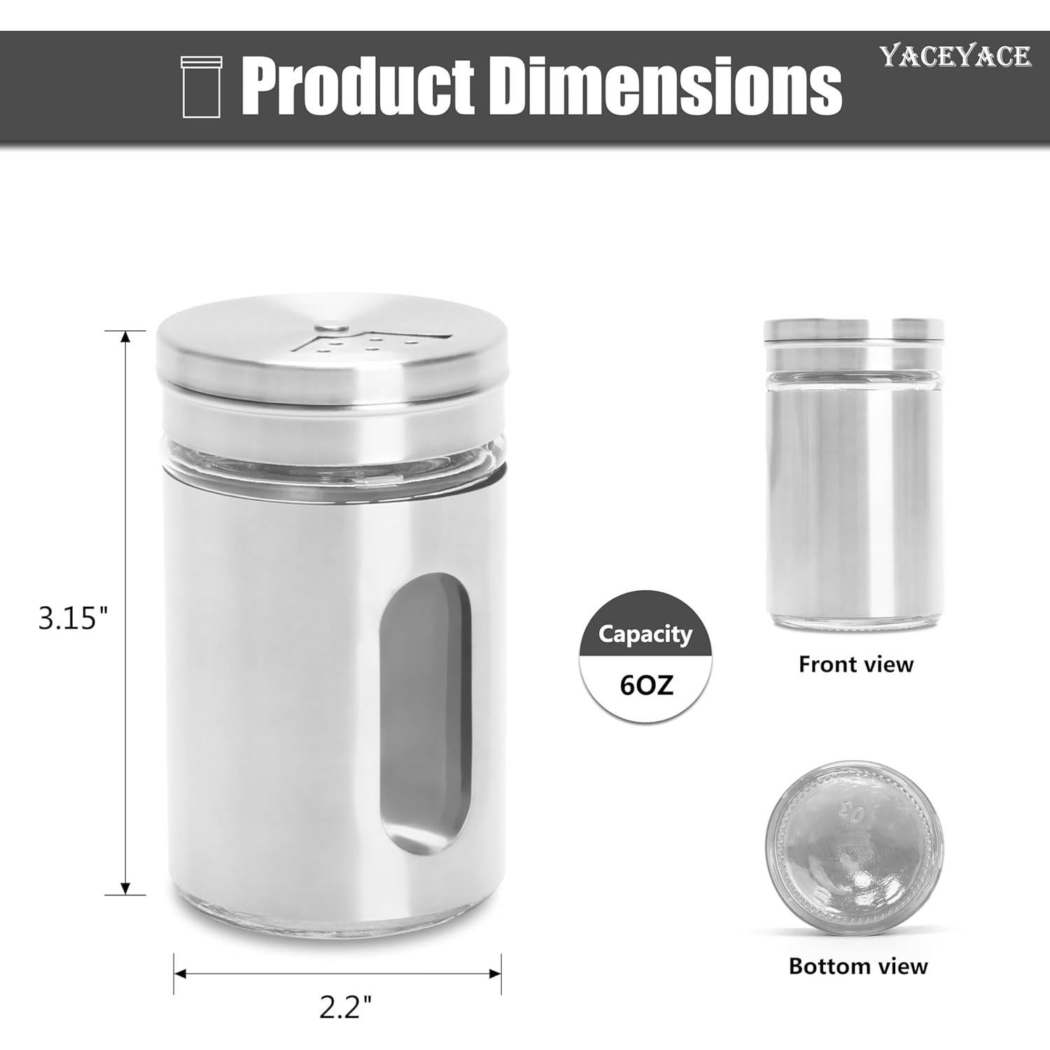 Salseras de Acero Inoxidable 6Pcs 85g con Tapas Ajustables