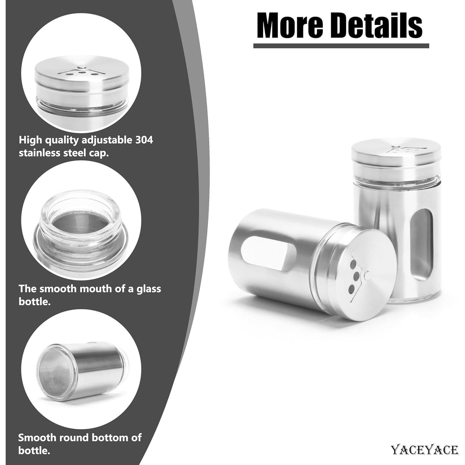 Salseras de Acero Inoxidable 6Pcs 85g con Tapas Ajustables