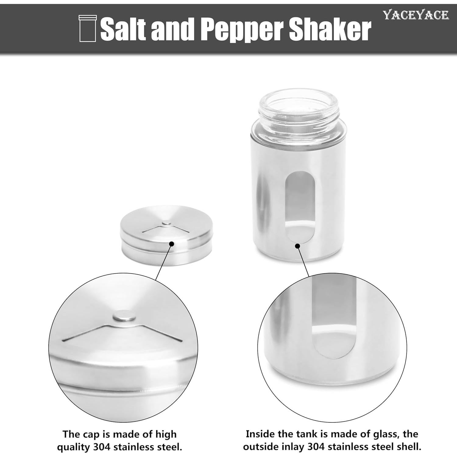 Salseras de Acero Inoxidable 6Pcs 85g con Tapas Ajustables