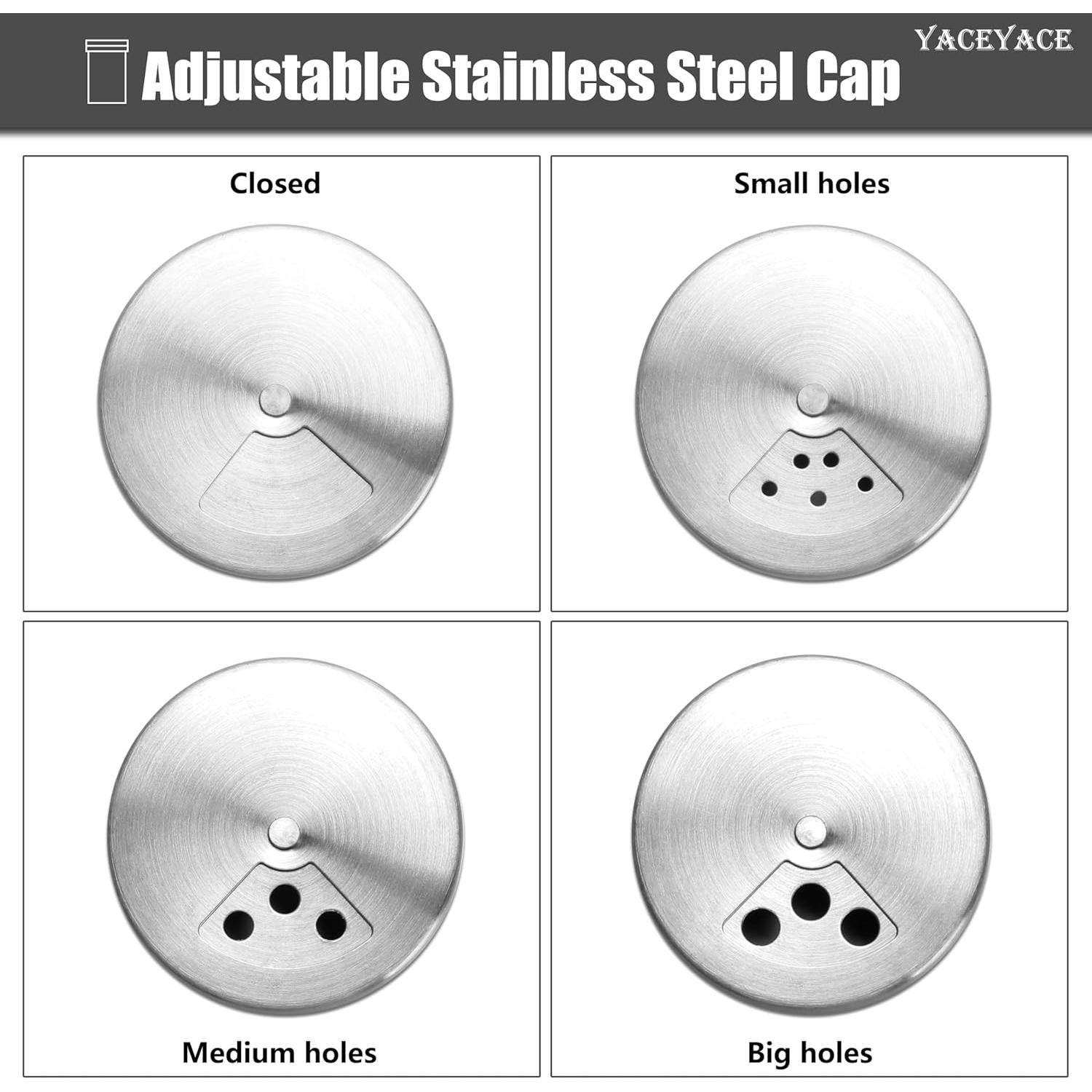 Salseras de Acero Inoxidable 6Pcs 85g con Tapas Ajustables