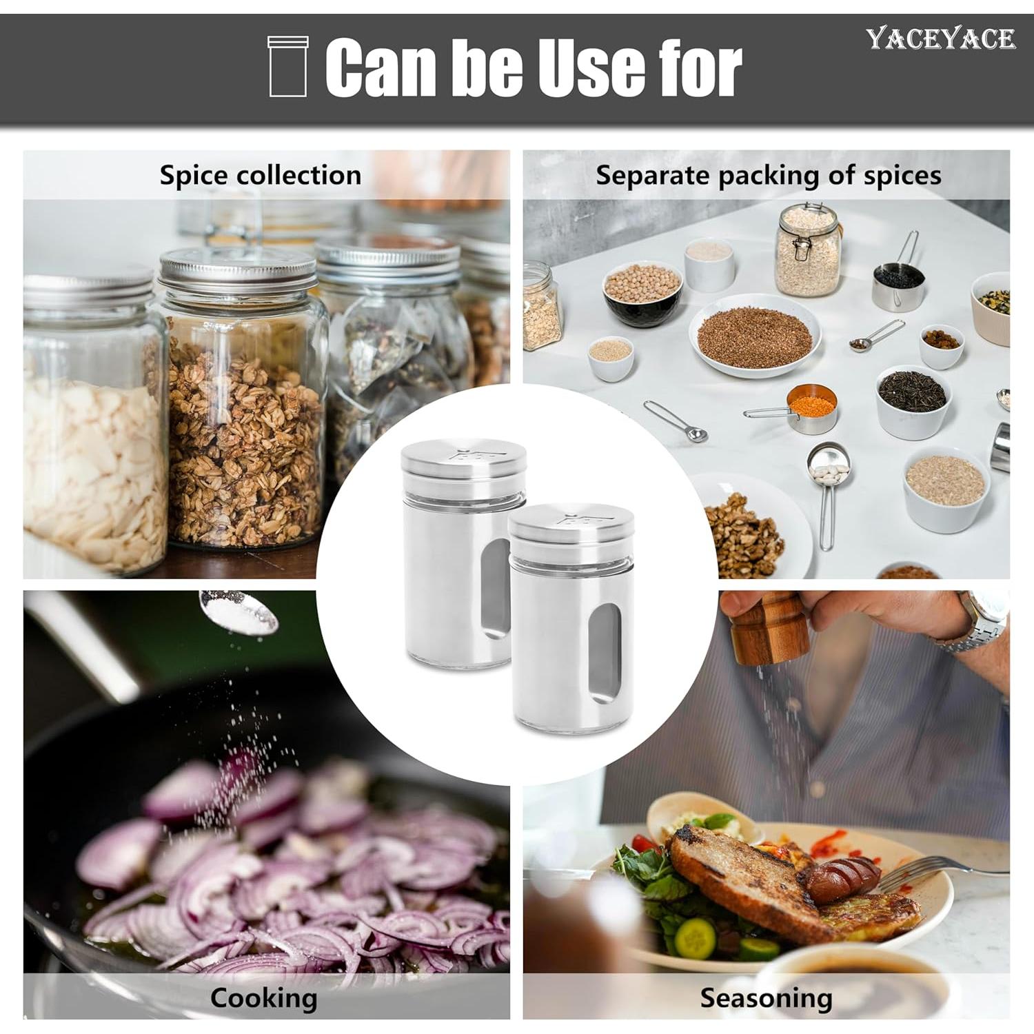 Salseras de Acero Inoxidable 6Pcs 85g con Tapas Ajustables