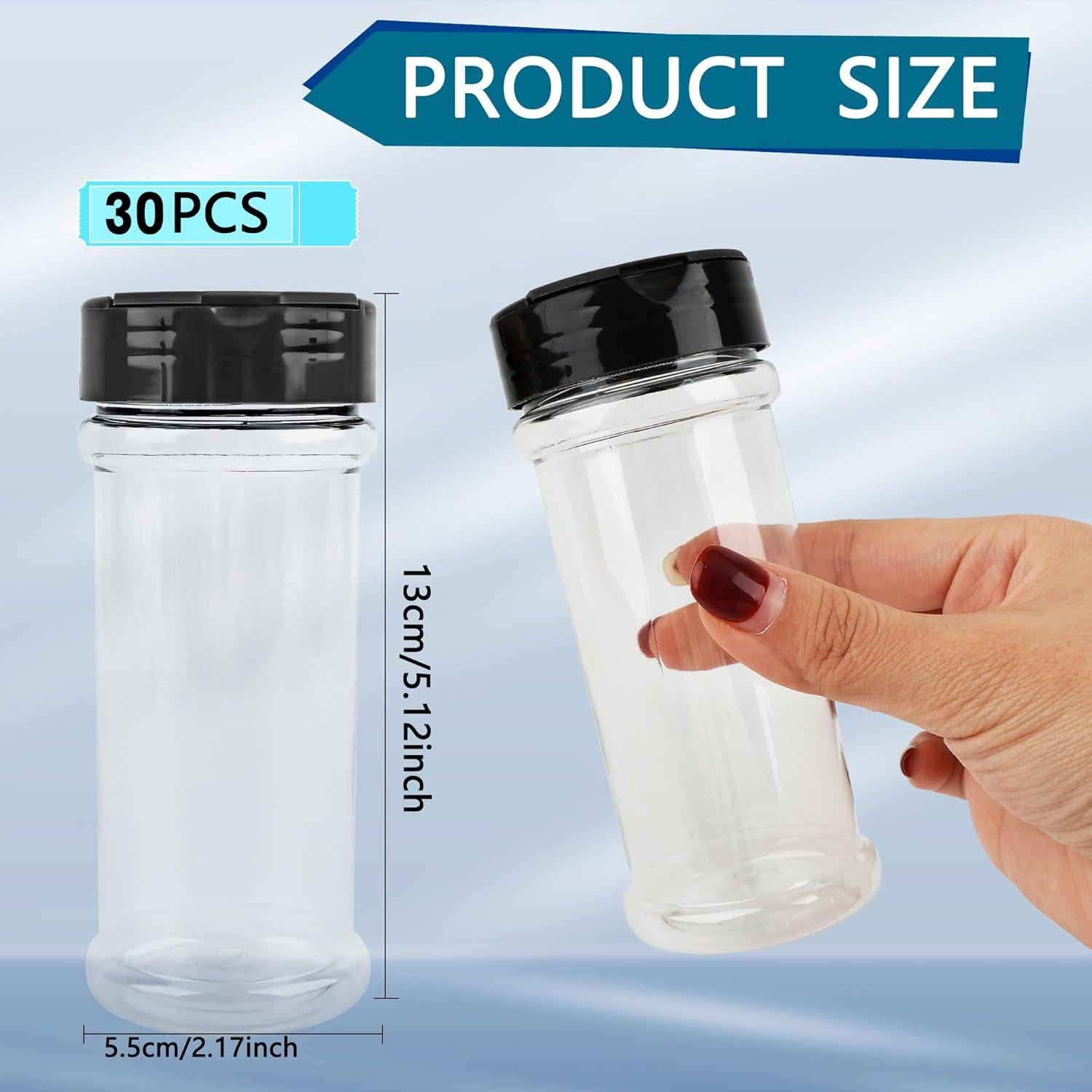 30 Tarros de Especias de Plástico Conagel 200 ml con Tapa Dosificadora