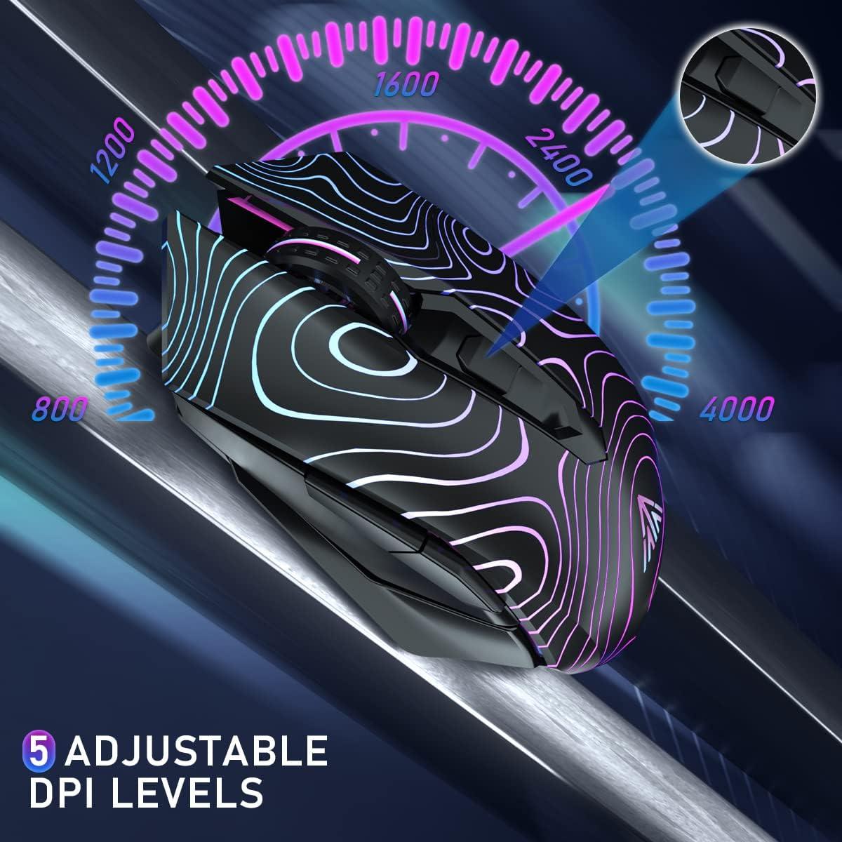 Ratón Gaming Inalámbrico SOLAKAKA SM10 RGB 5 Niveles DPI