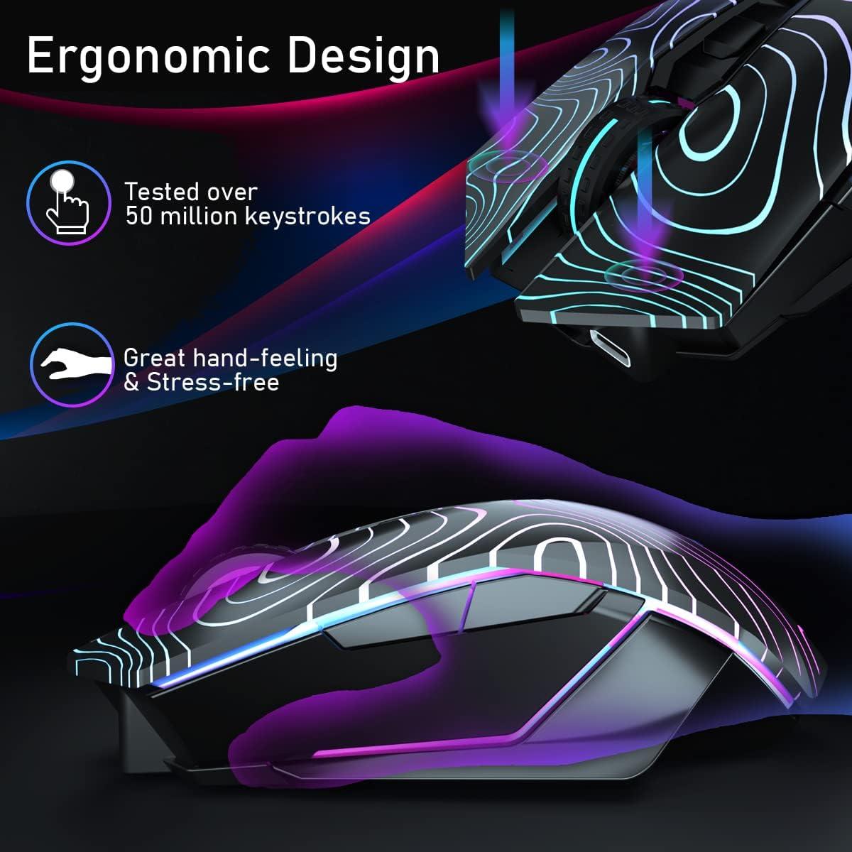 Ratón Gaming Inalámbrico SOLAKAKA SM10 RGB 5 Niveles DPI