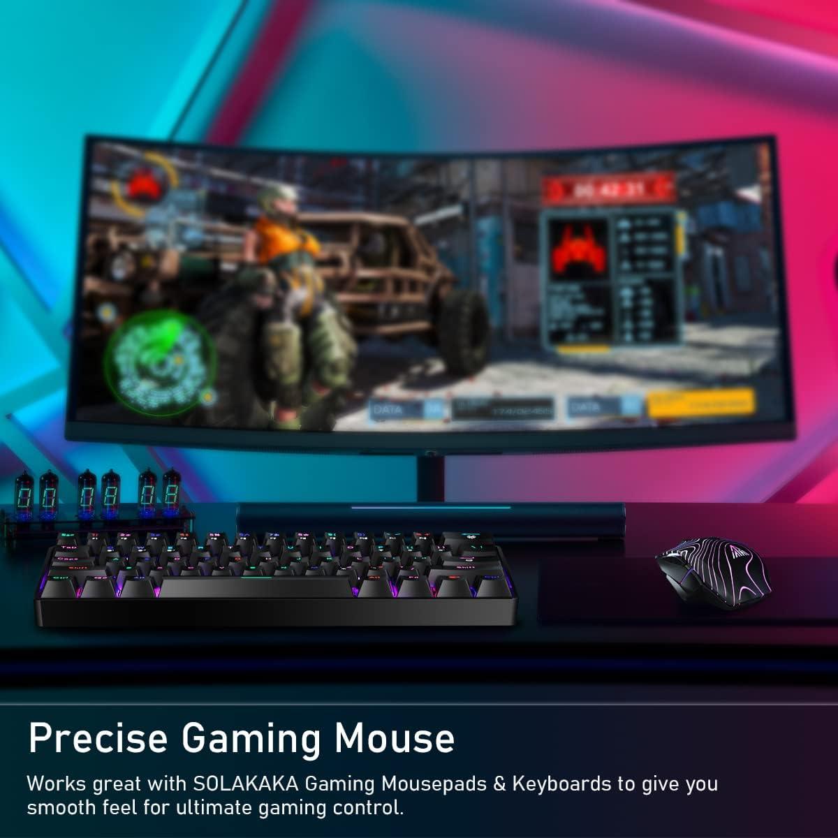 Ratón Gaming Inalámbrico SOLAKAKA SM10 RGB 5 Niveles DPI