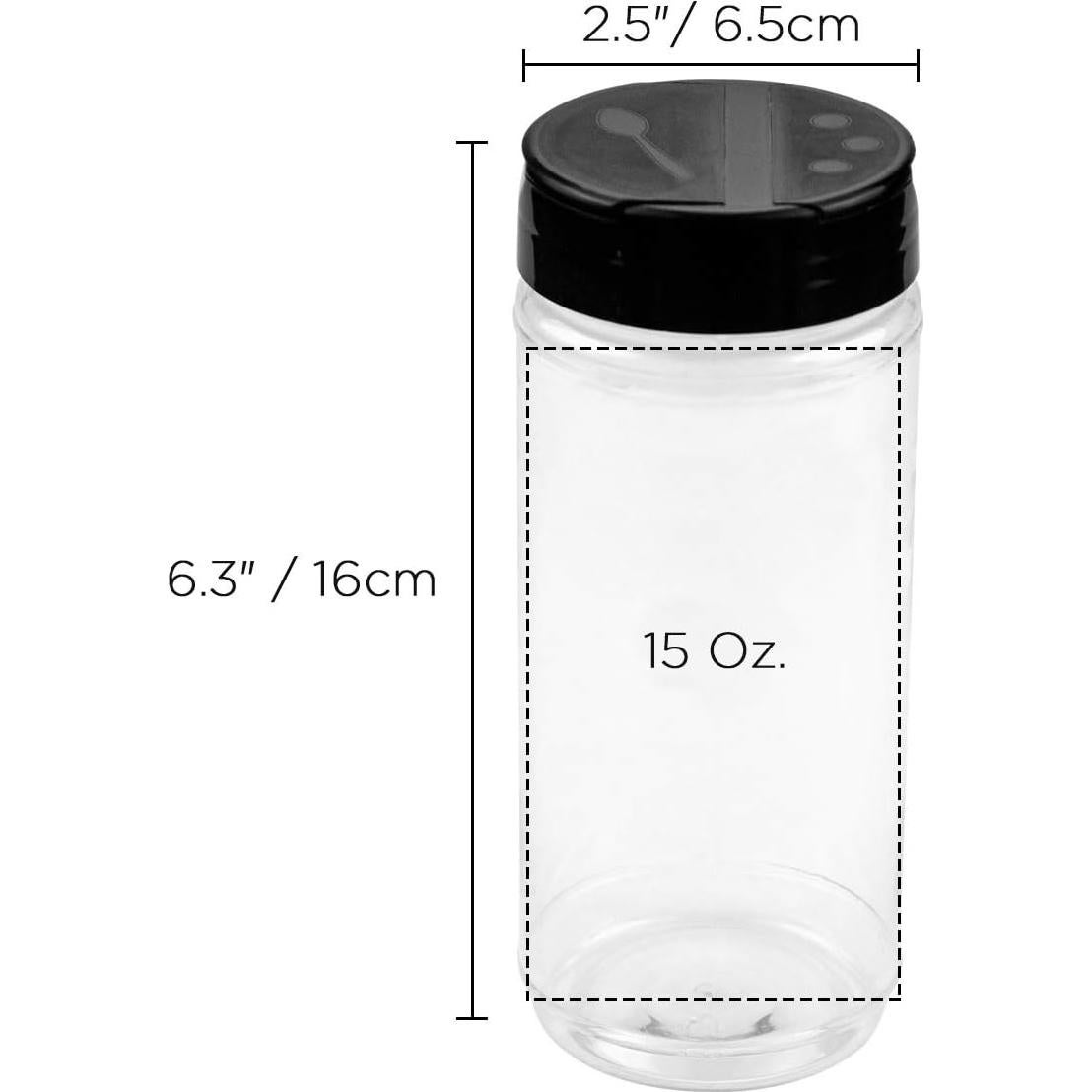 Foraineam 16 Tarros de Especias 450 ml Plástico con Tapa Doble