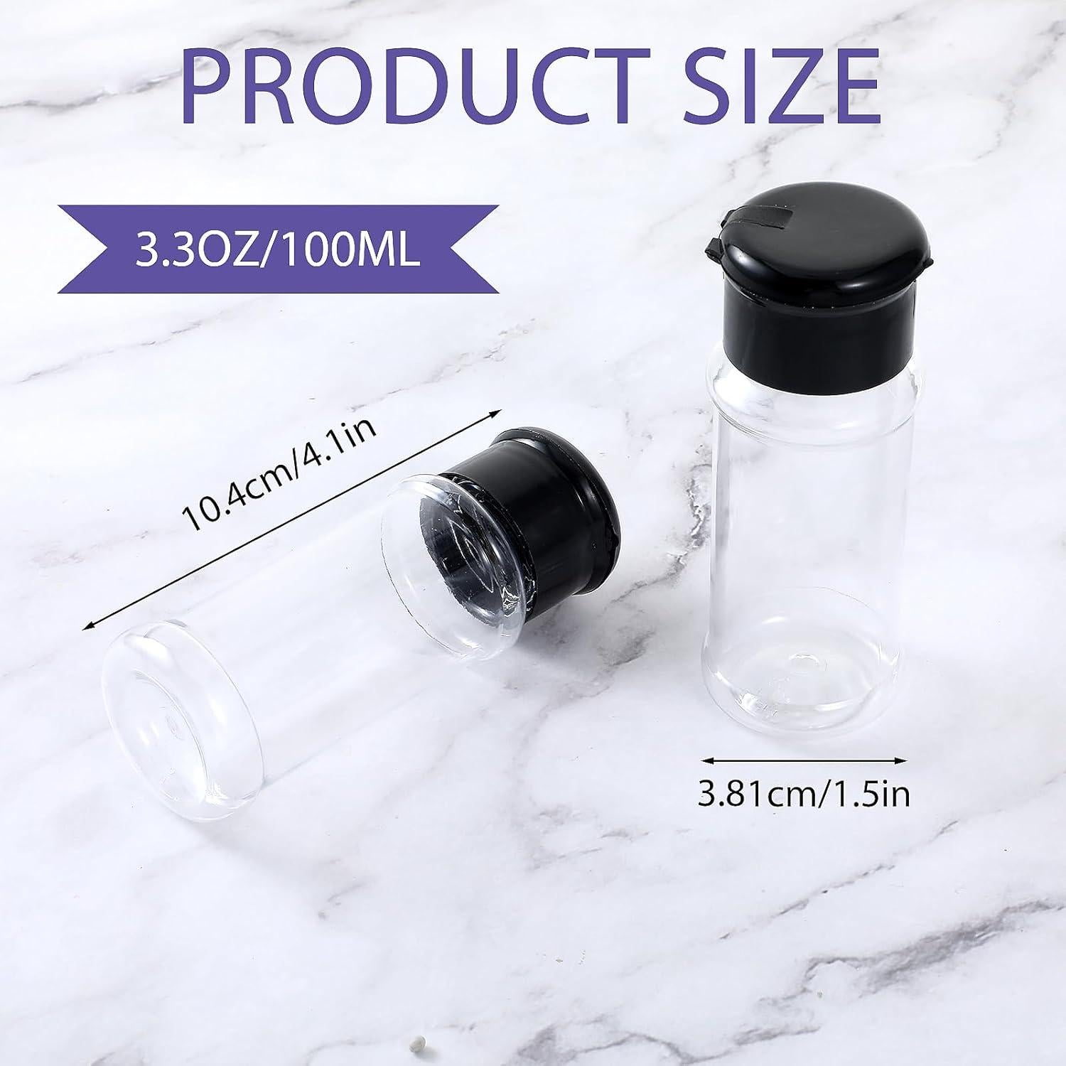 50 Tarros de Especias de Plástico 100ml Lemecima - Transparente