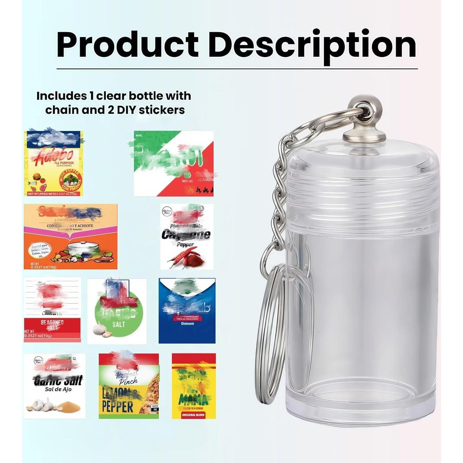 Botella de Llave Rellenable Mini - Sal Sazonada - 4.6 cm