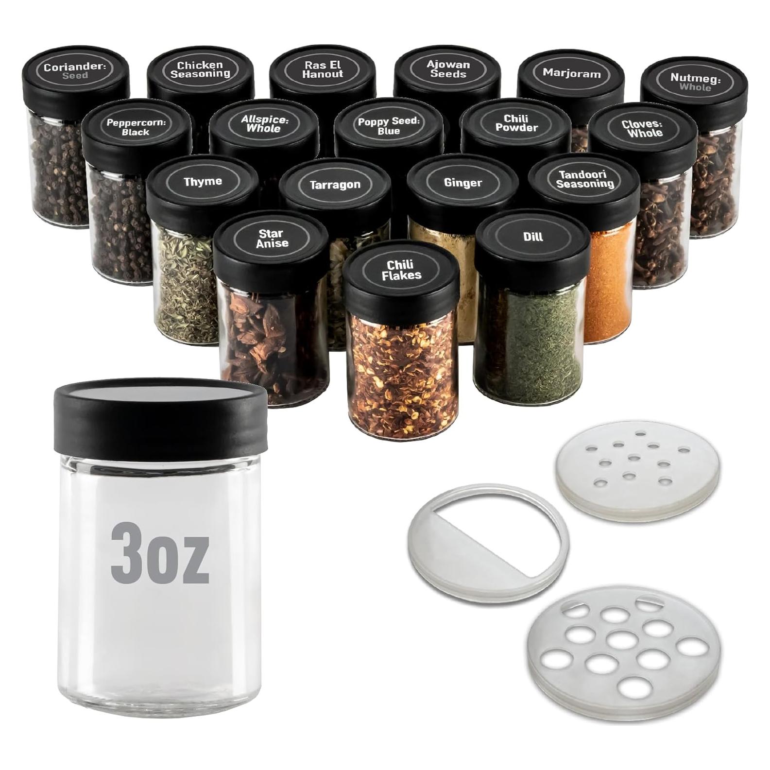 Tarros de Especias de Vidrio AllSpice 3oz - Pack de 18