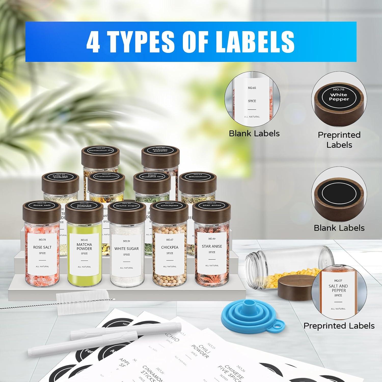 Set de 30 Tarros de Especias VIBRATITE 4 oz con Tapas de Acacia