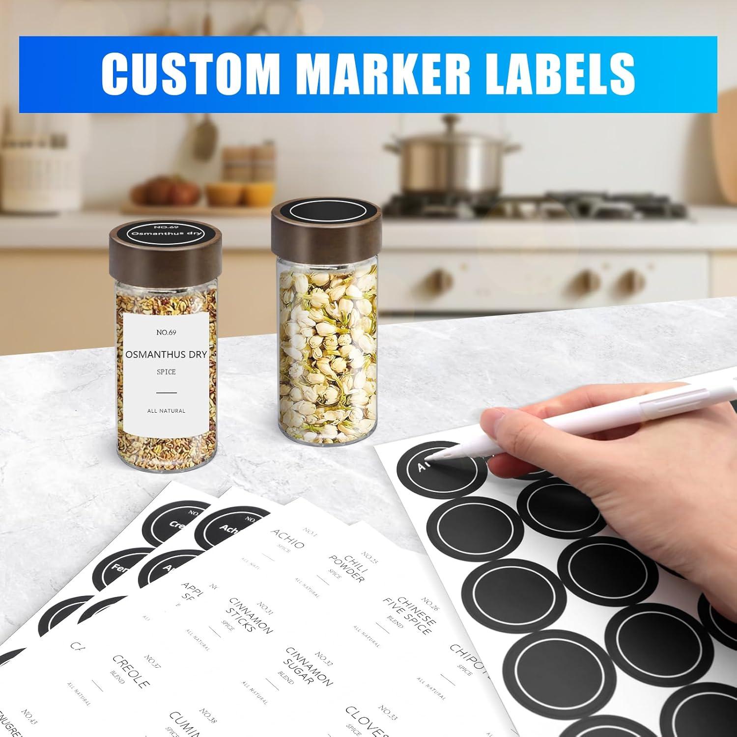 Set de 30 Tarros de Especias VIBRATITE 4 oz con Tapas de Acacia