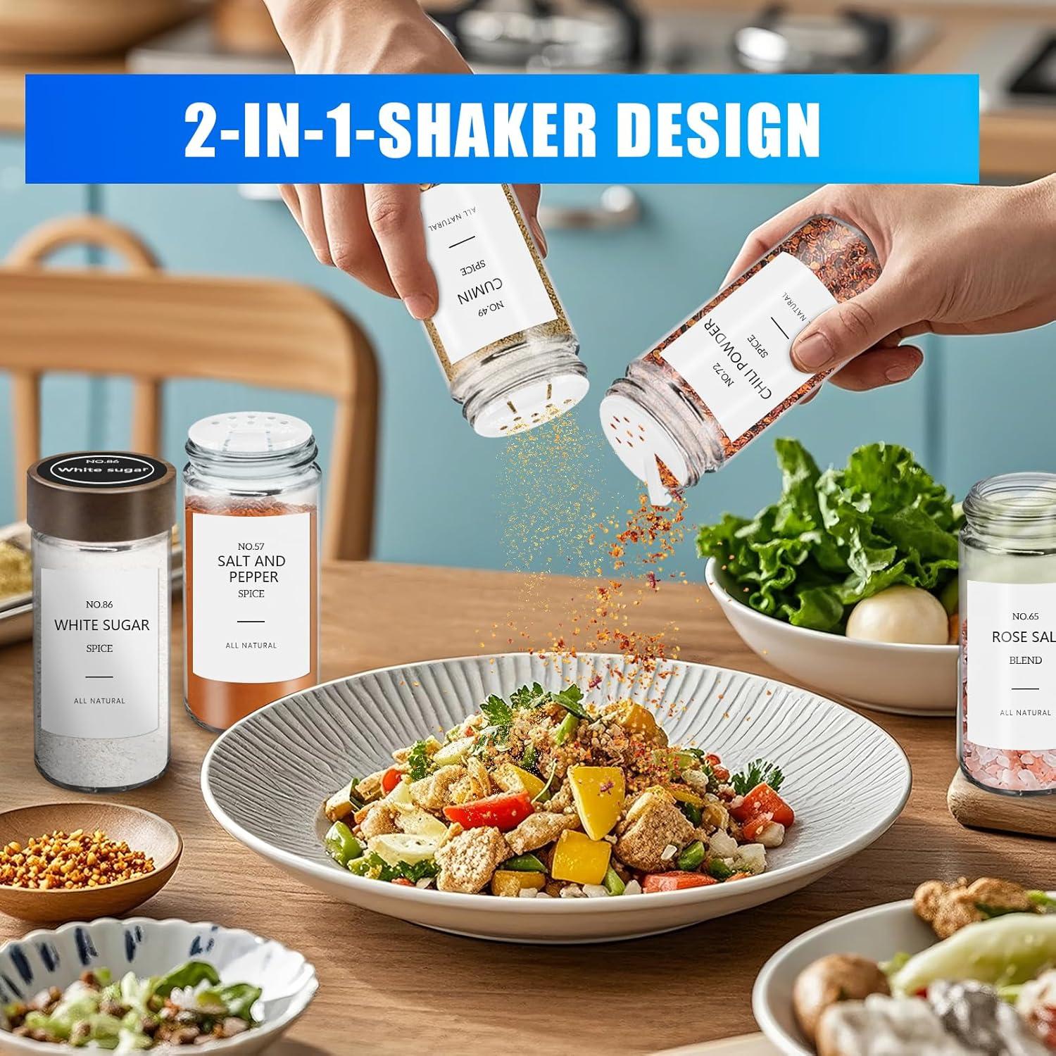 Set de 30 Tarros de Especias VIBRATITE 4 oz con Tapas de Acacia