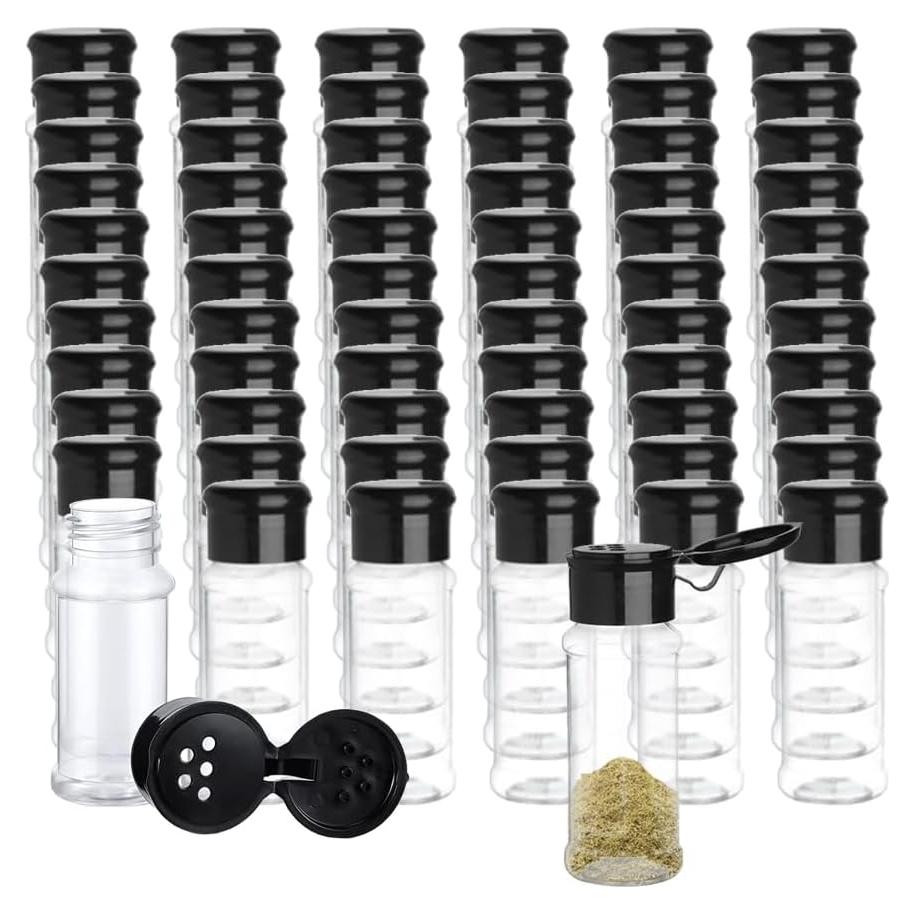 50 Tarros de Especias Voittozege 100ml Plástico Transparente