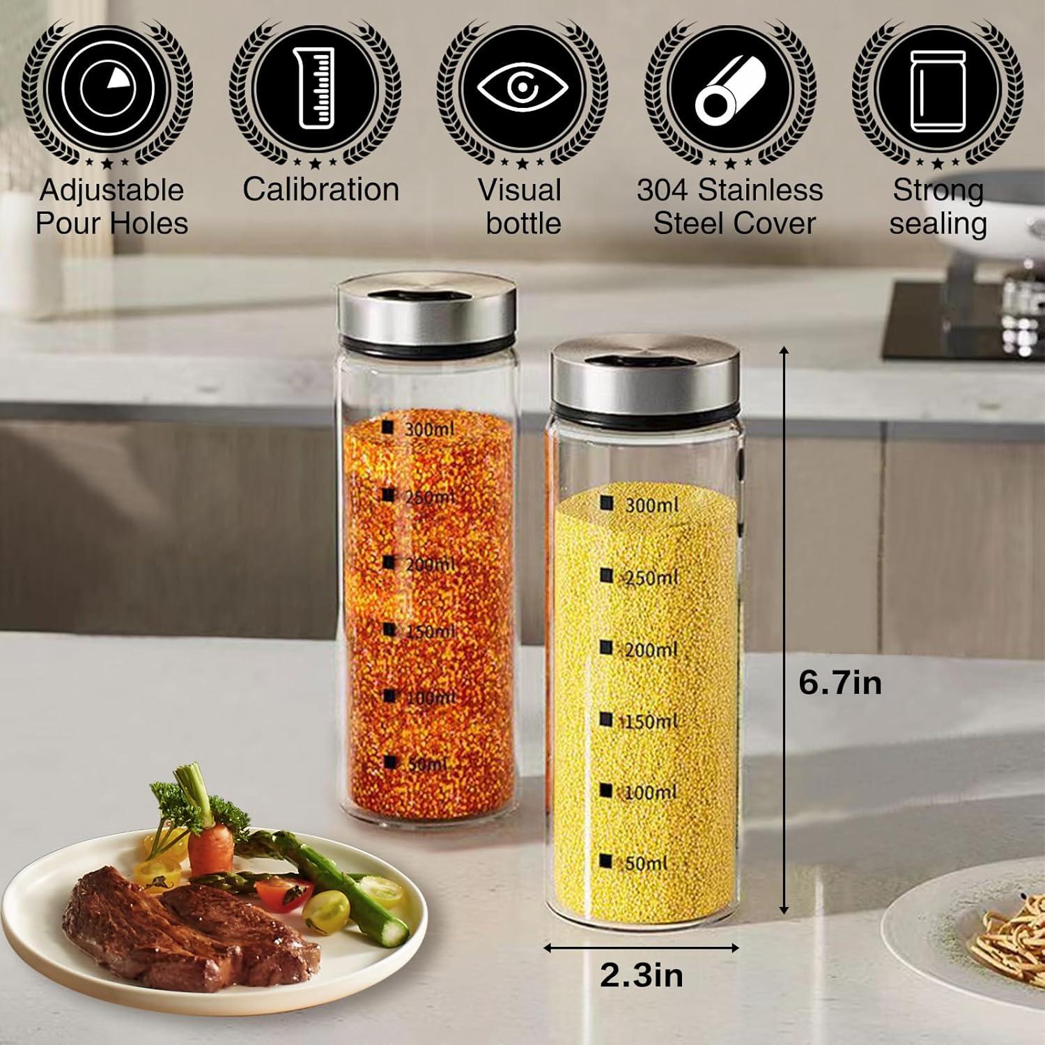 Juego de Saleros y Pimenteros XZJYXJN de Vidrio y Acero Inoxidable