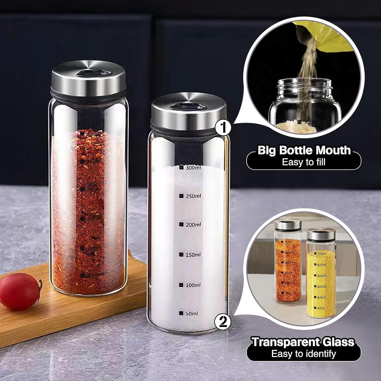 Juego de Saleros y Pimenteros XZJYXJN de Vidrio y Acero Inoxidable