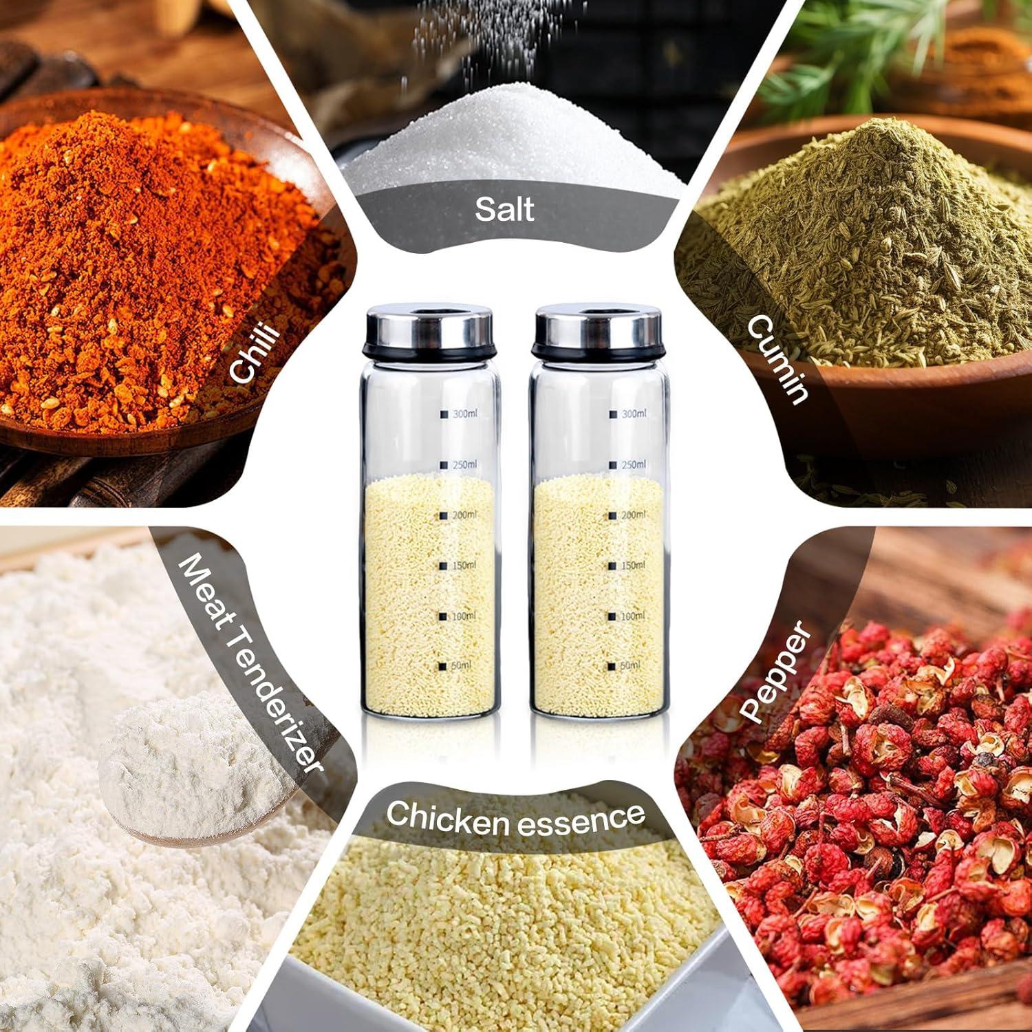 Juego de Saleros y Pimenteros XZJYXJN de Vidrio y Acero Inoxidable