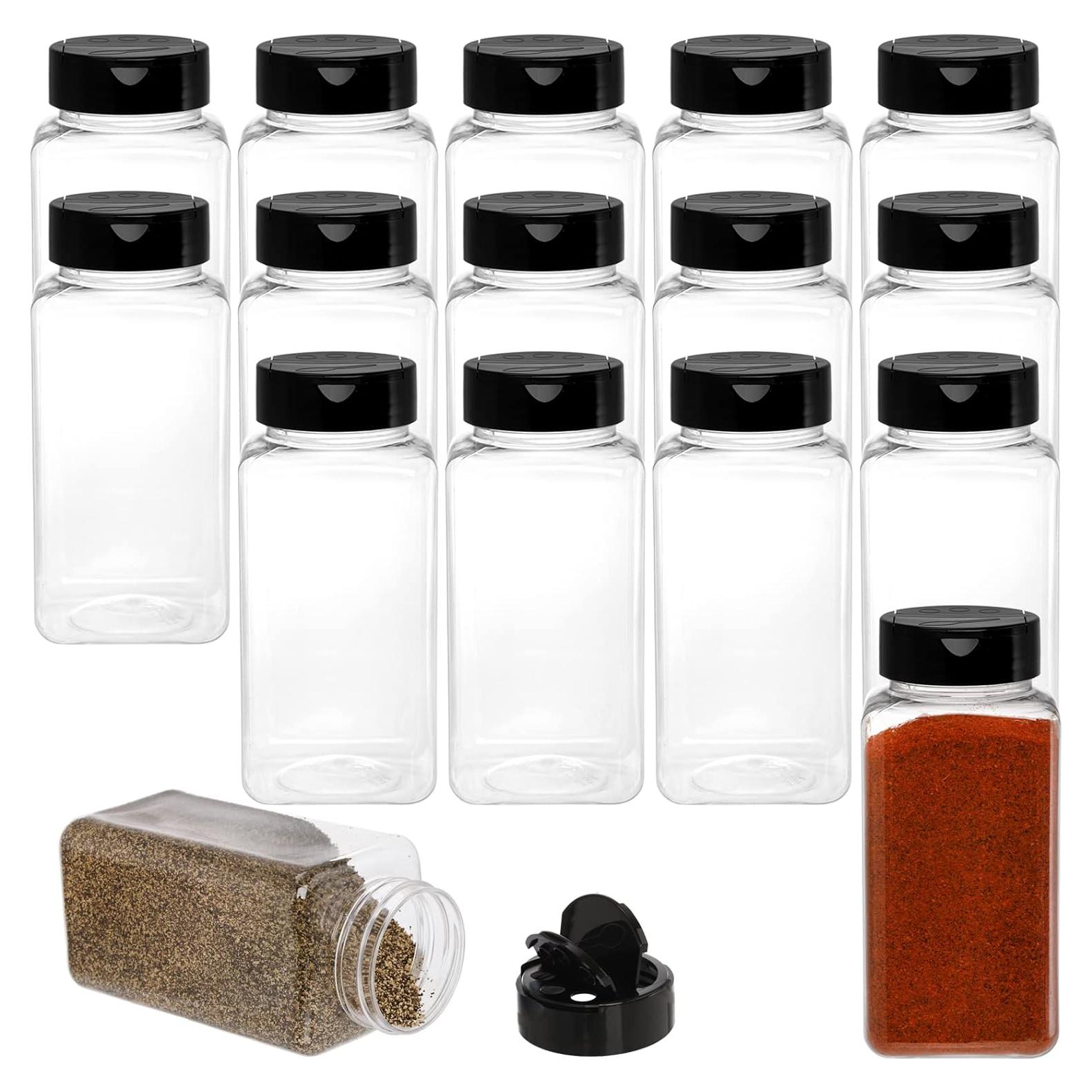 Tosnail 16 Tarros de Especias Plástico 500 ml Transparente