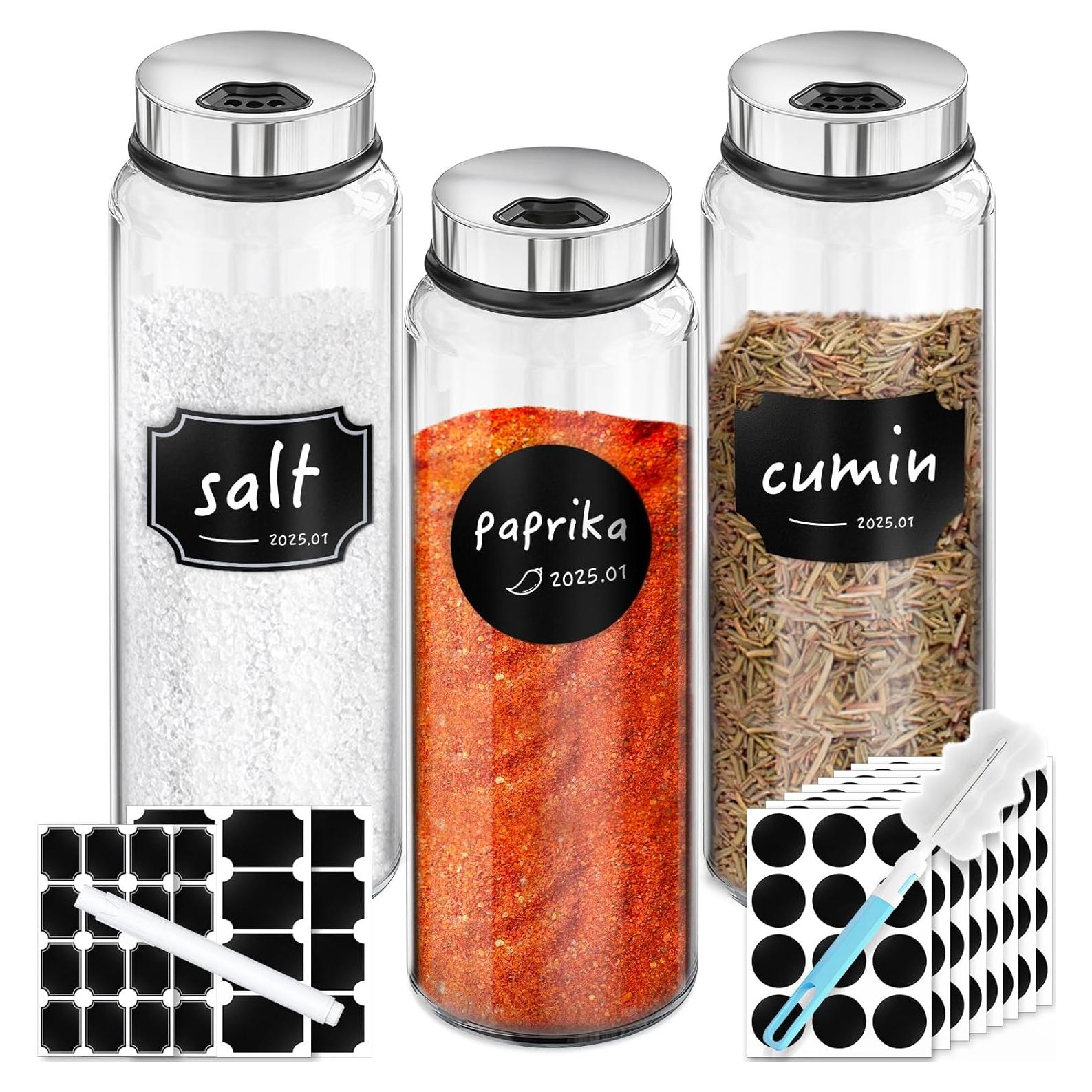 Conjunto de 3 Tarros de Especias Segarty 450ml con Etiquetas