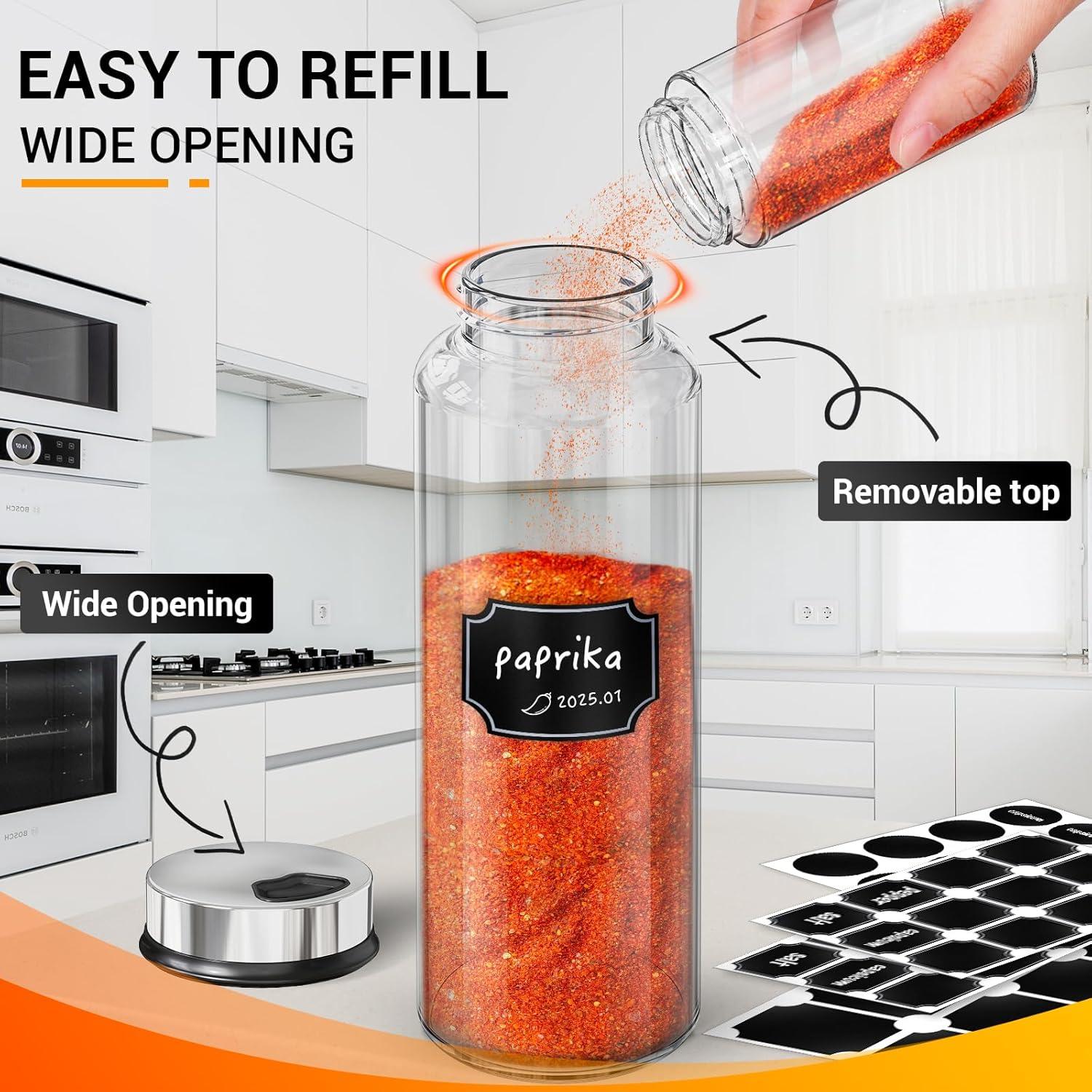 Conjunto de 3 Tarros de Especias Segarty 450ml con Etiquetas