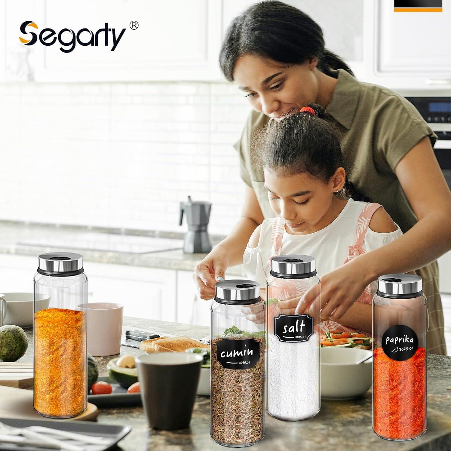 Conjunto de 3 Tarros de Especias Segarty 450ml con Etiquetas