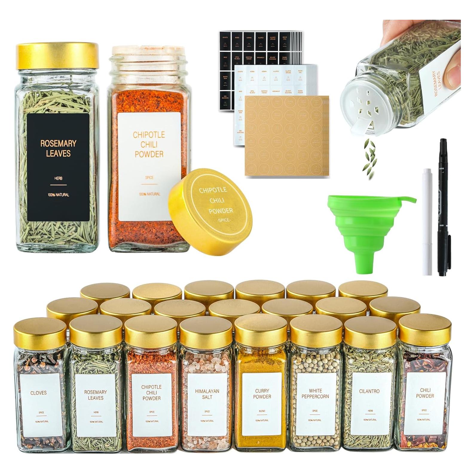 Tarros de Especias Dorados TESUNMU 24x96ml con Etiquetas