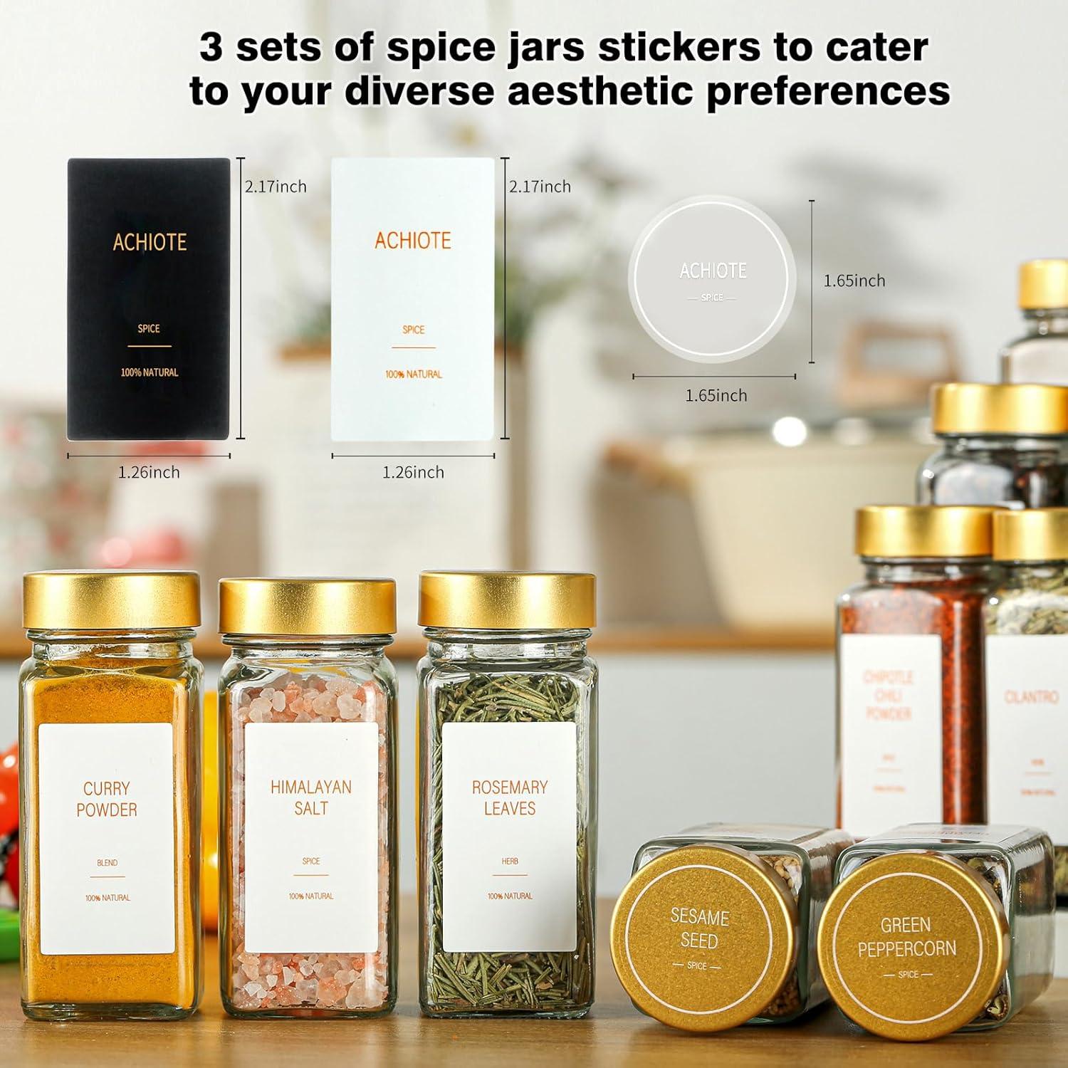 Tarros de Especias Dorados TESUNMU 24x96ml con Etiquetas