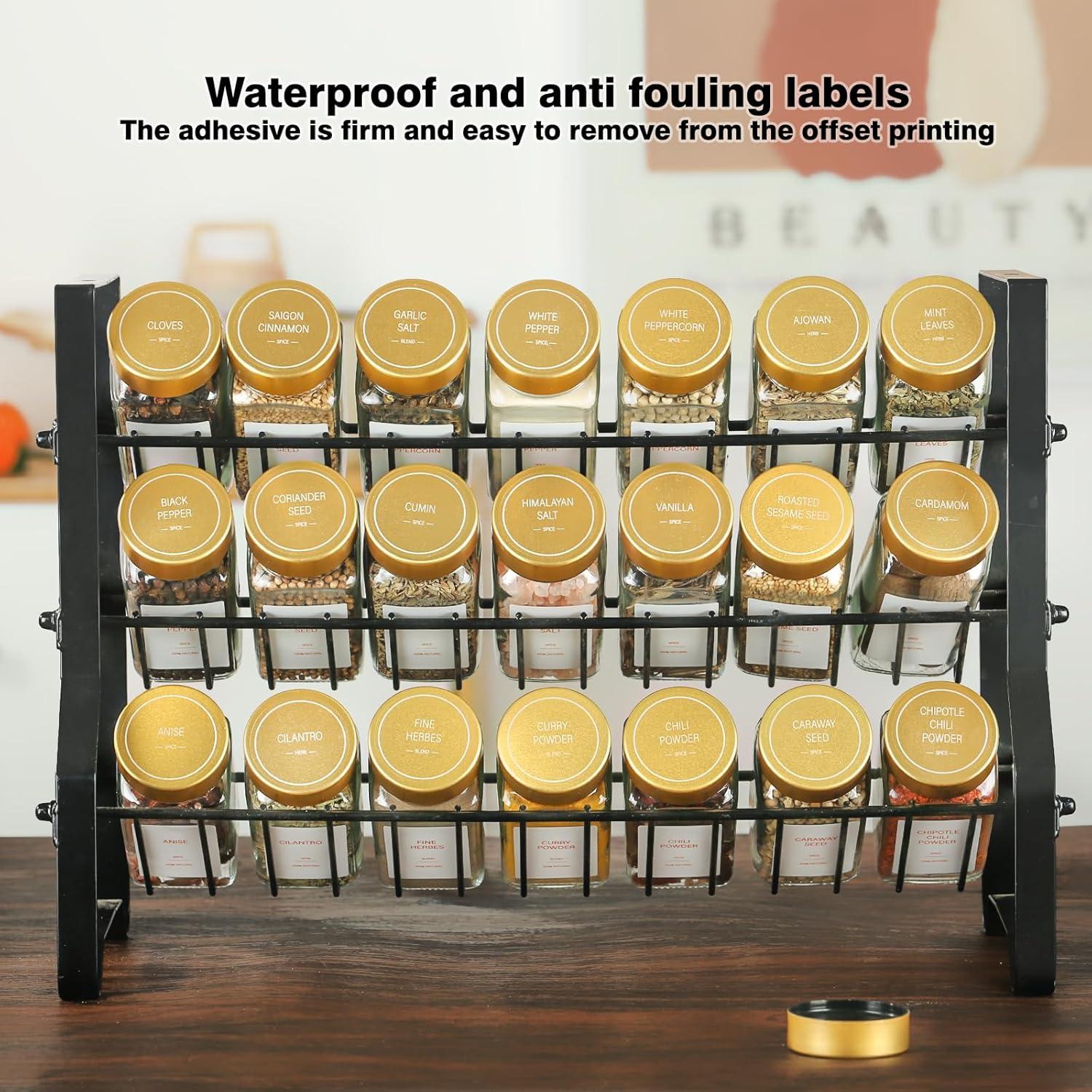 Tarros de Especias Dorados TESUNMU 24x96ml con Etiquetas