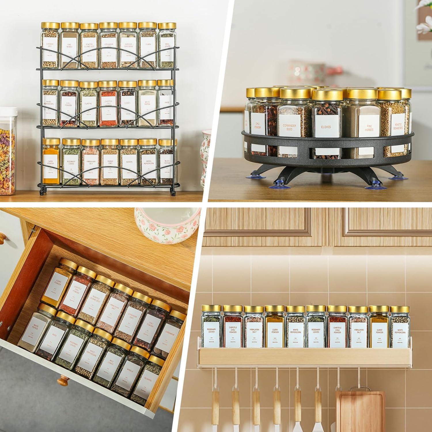 Tarros de Especias Dorados TESUNMU 24x96ml con Etiquetas