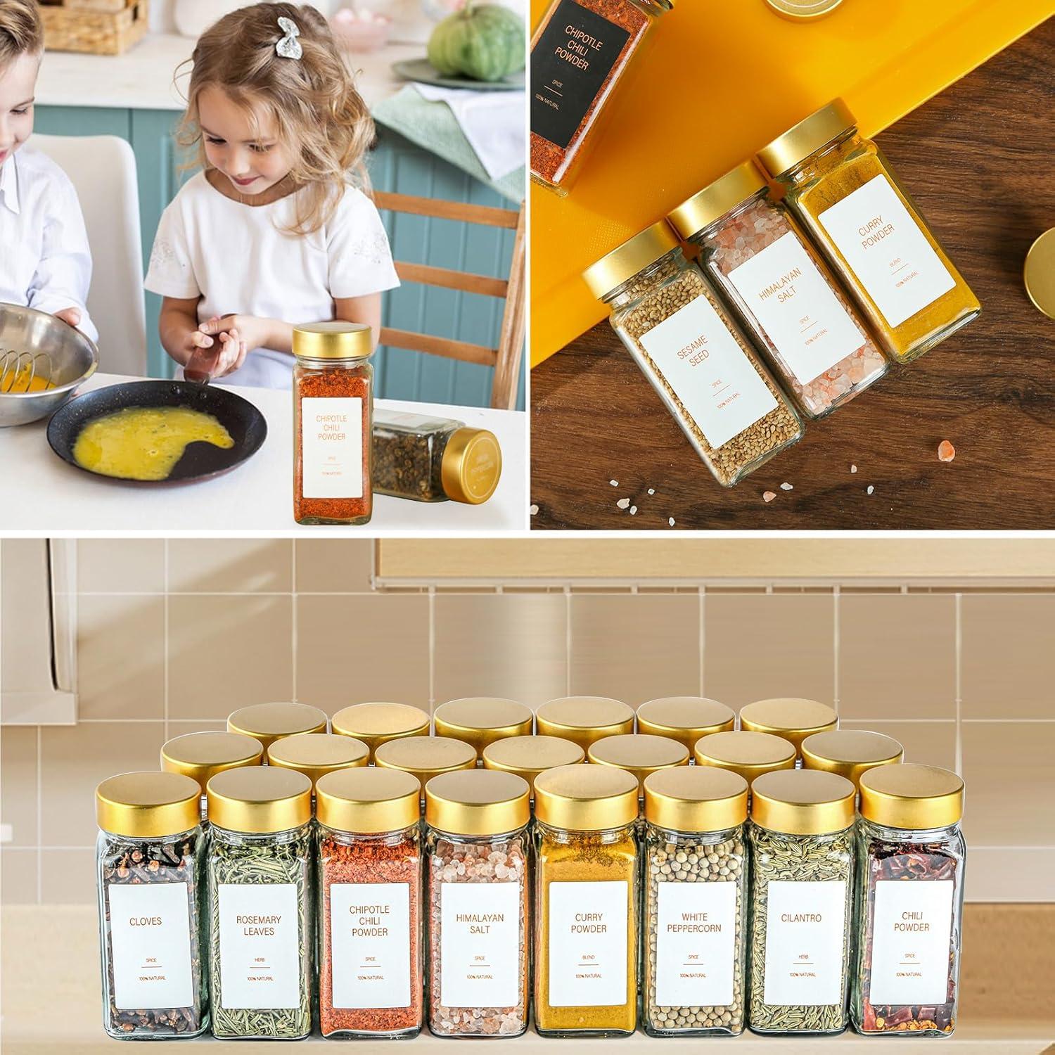 Tarros de Especias Dorados TESUNMU 24x96ml con Etiquetas