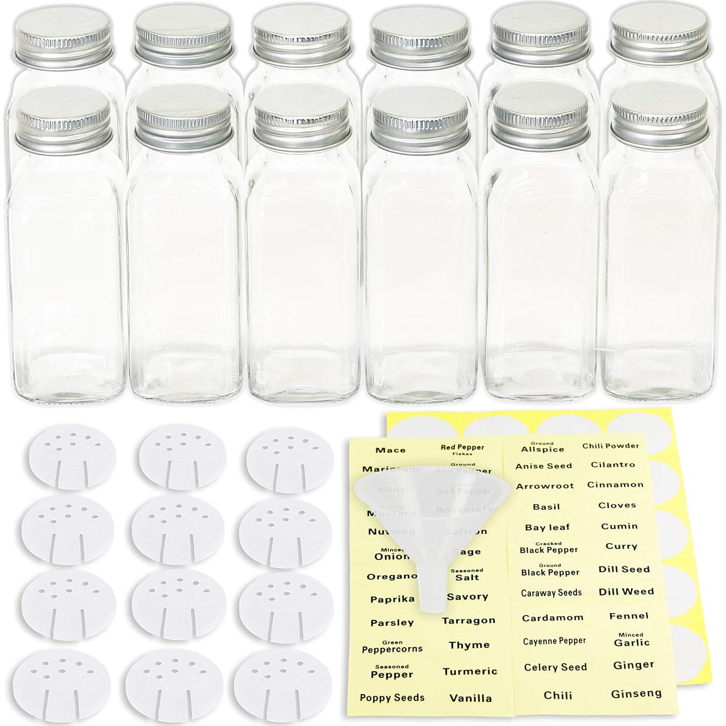 Juego de 12 Tarros de Especias de Vidrio Simple Houseware 170 ml